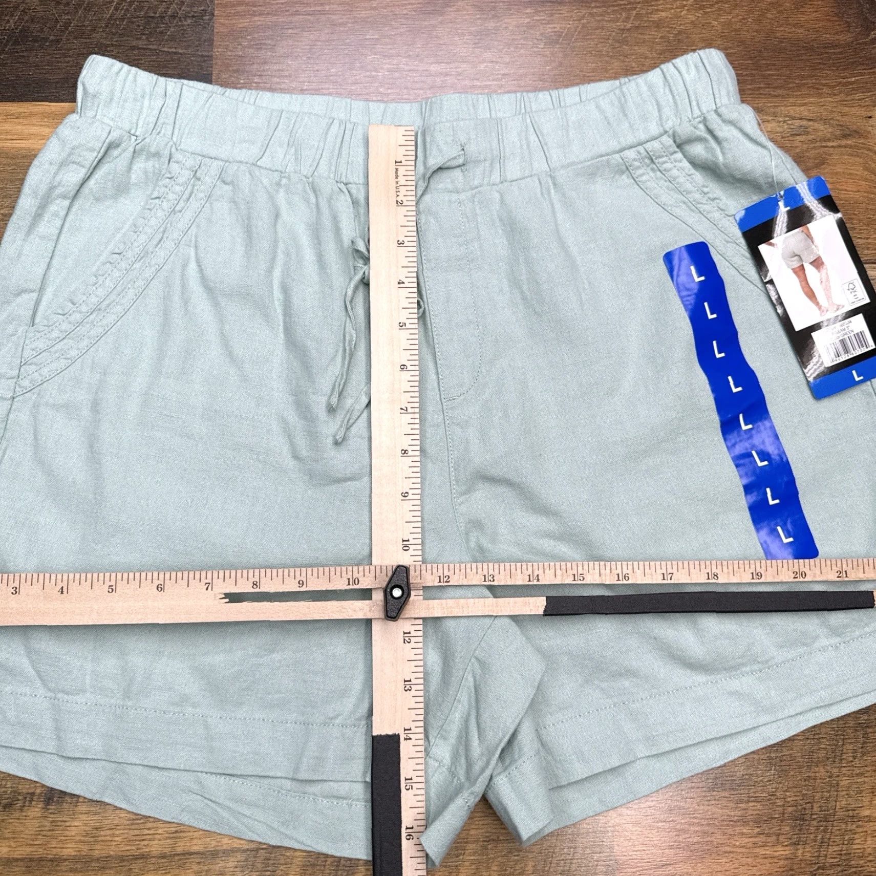 Vintage Briggs Linen Shorts Womens Large Green 5 Inch Inseam Drawstring New Size 36" / US 14 / IT 50 - 7 Thumbnail