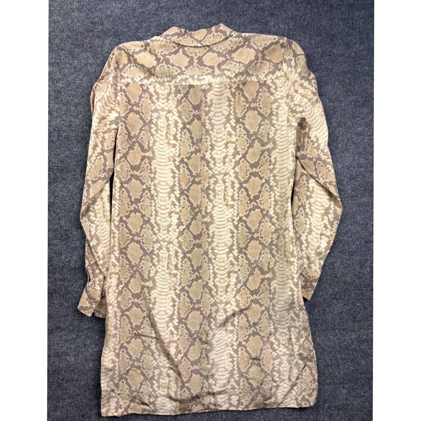Equipment Equipment Shirt Dress Womens XS Tan Snakeskin Print Long Sleeve Silk 100% Silk Button-Front Pockets Casual Workwear Size XS / US 0-2 / IT 36-38 - 7 Thumbnail