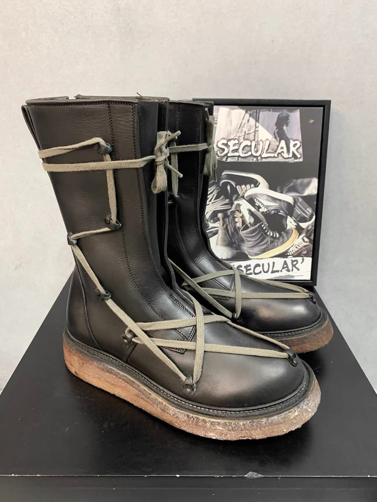 Rick Owens Rick Owens 17FW First-Show Pentagram Combat Boots K34 Size US 6 / EU 39 - 3 Thumbnail