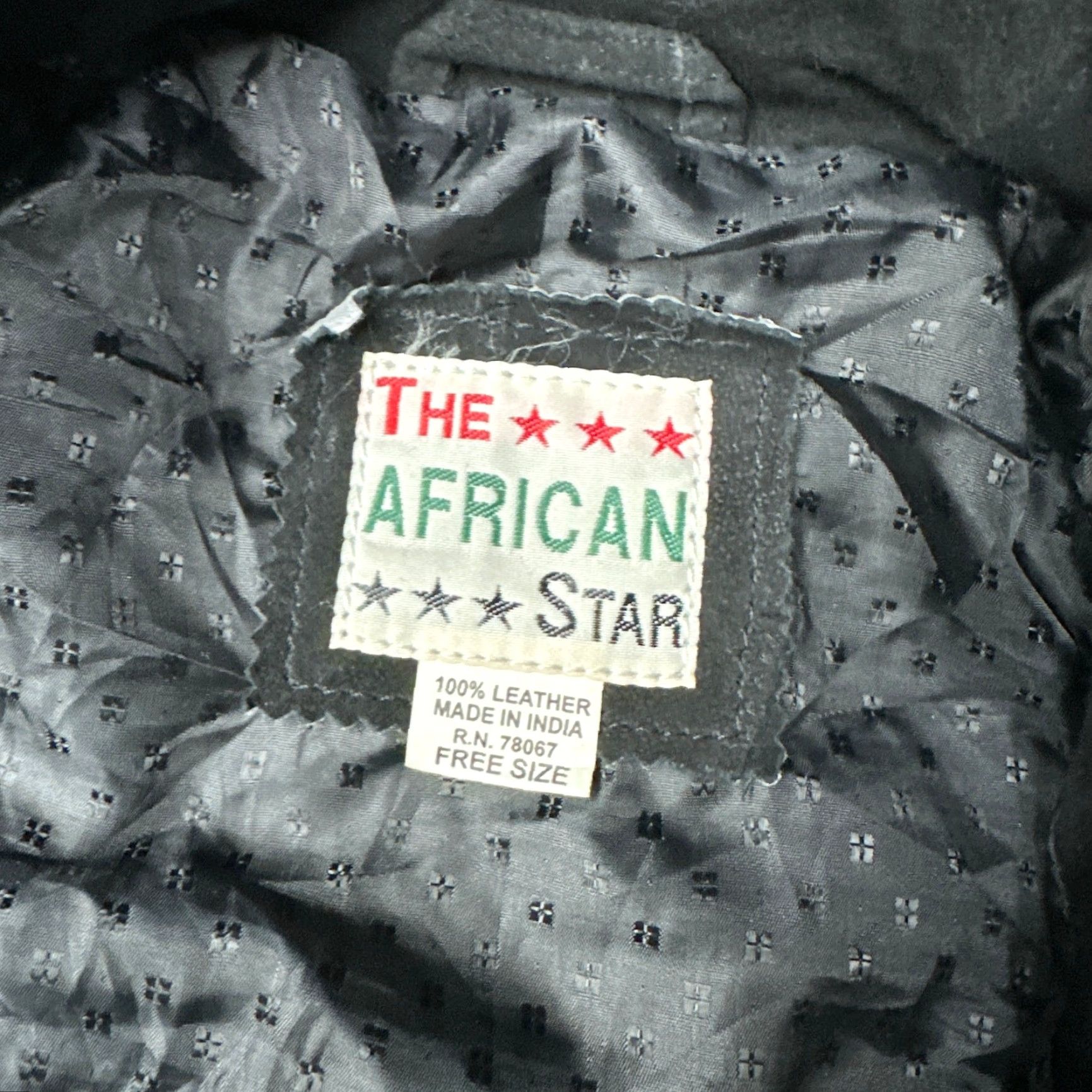 Vintage VINTAGE The African Star Leather Coat Jacket OSFA Womens Medium Elephant Black Yellow Coat Size M / US 6-8 / IT 42-44 - 3 Thumbnail