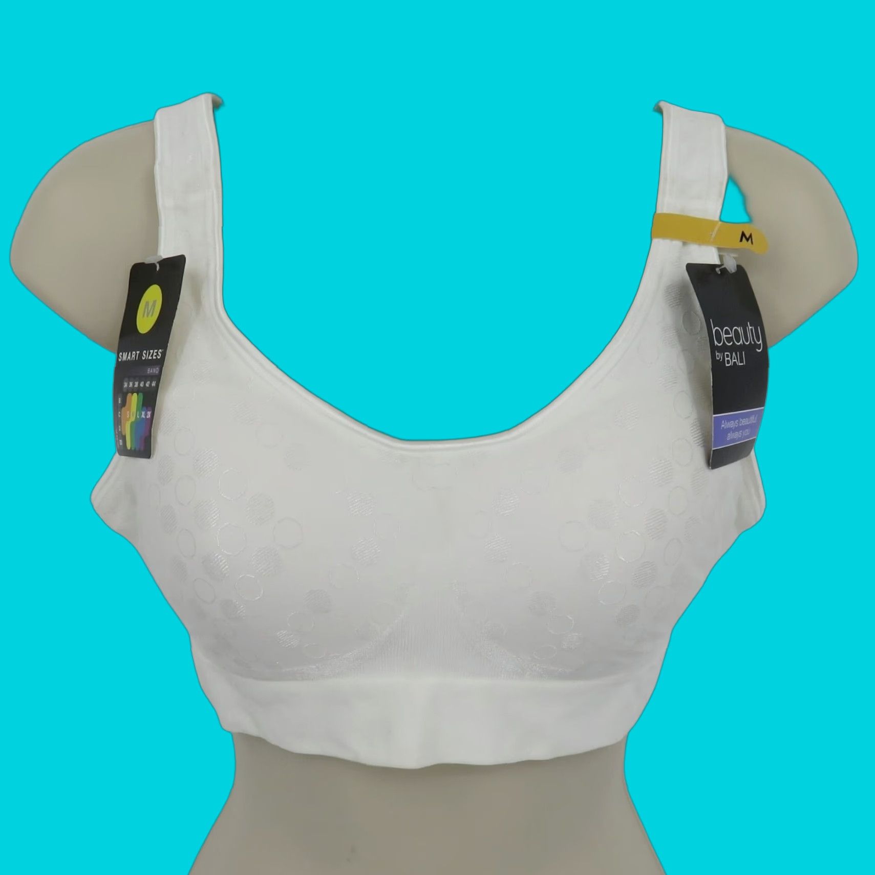 Vintage Bali Comfort Revolution Wireless Bra M White Womens Medium Vintage? No. (But must be exactly from original words; avoid adding) Size ONE SIZE - 1 Thumbnail