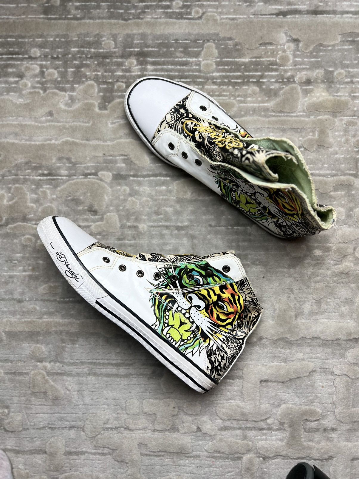 Vintage Y2K Retro Ed Hardy Tiger Men 10 Black Canvas High Top Laceless Sneakers Ed Hardy Shoes - Etsy main image 2