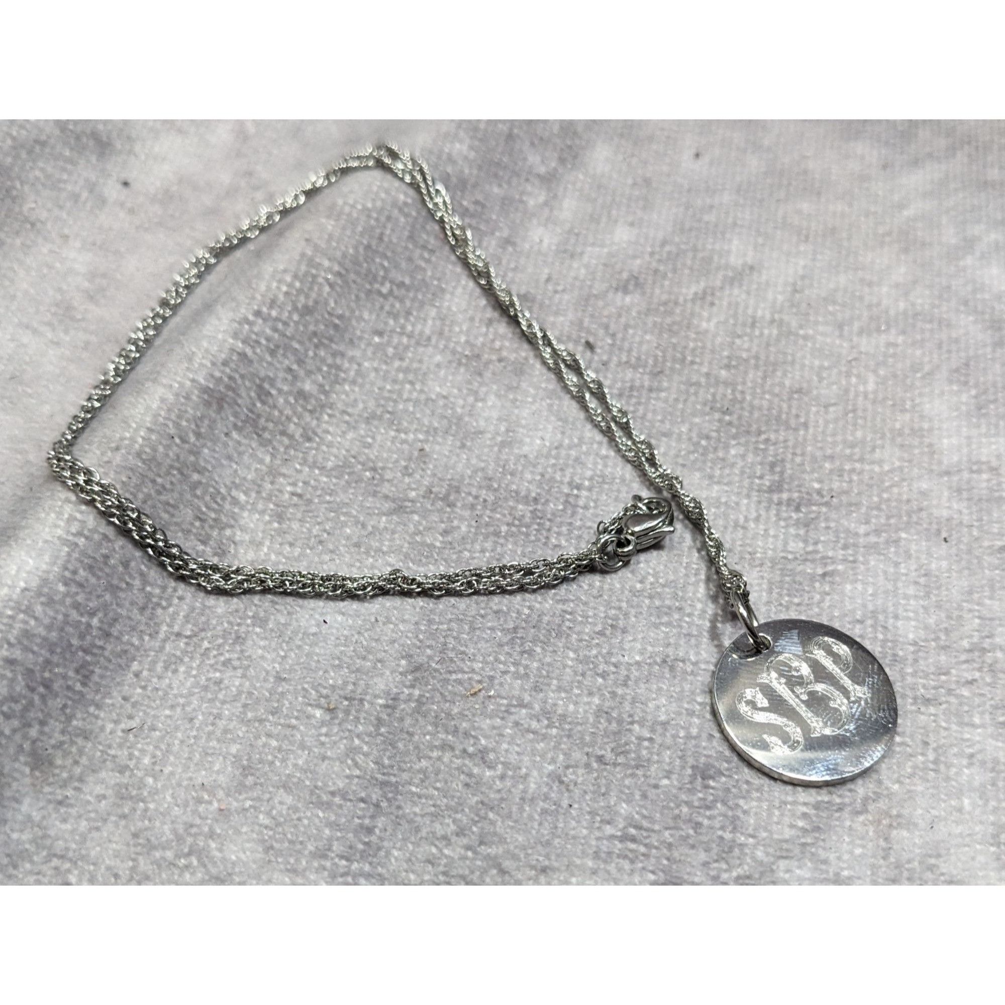 Other SBP Engraved Monogram Silver Tone Pendant Necklace Size ONE SIZE - 6 Thumbnail