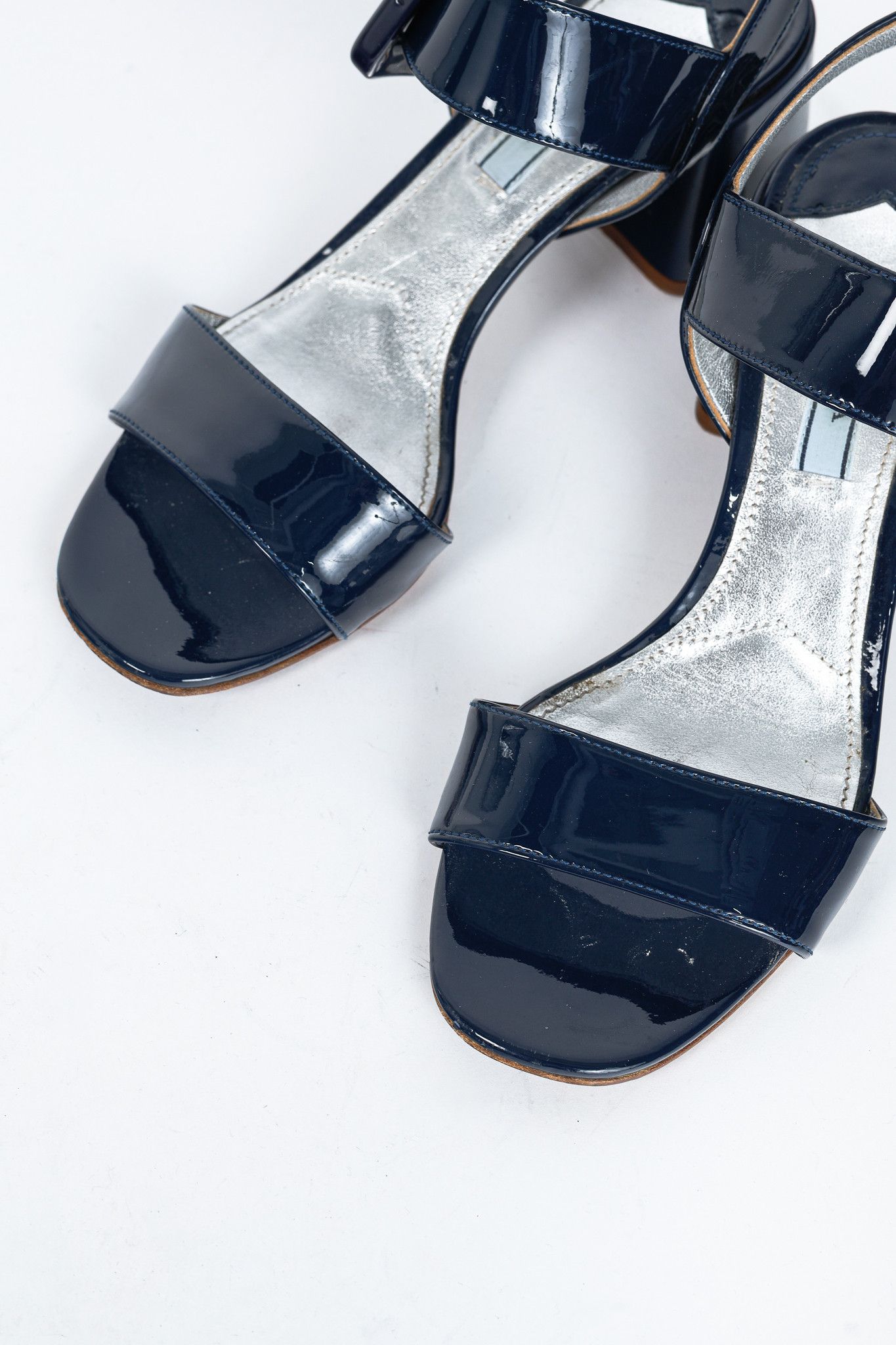 Prada Prada Blue Patent-Leather Buckled Sandals Size US 7 / IT 37 - 6 Thumbnail
