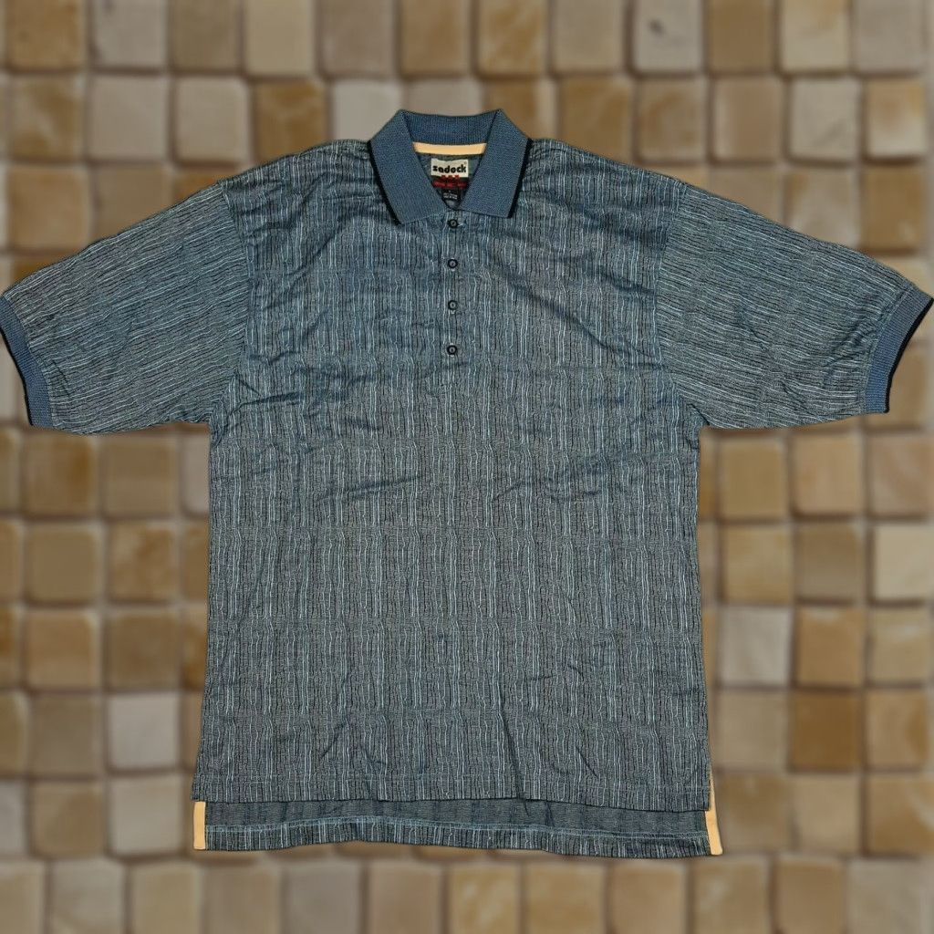 Vintage VINTAGE Jamie Sadock Polo Shirt Golf Casual Retro 90s Blue Large Mens Short Sleeve Shirt Polo Button Closure Collared Geometric Knit Cotton Size US L / EU 52-54 / 3 - 1 Thumbnail