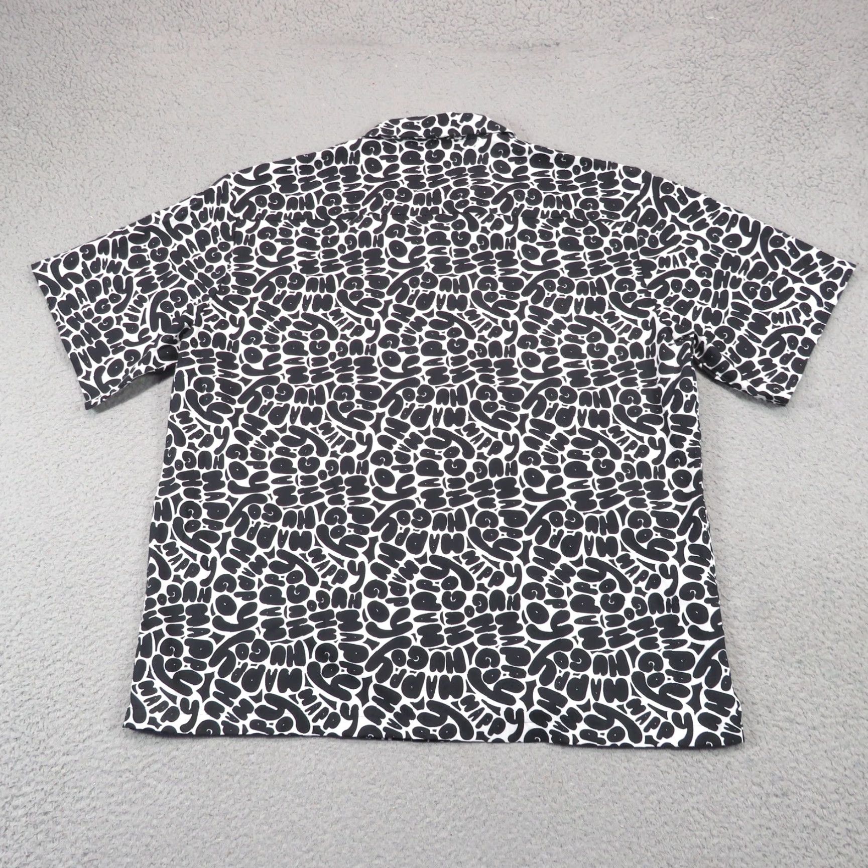 Hugo Boss HUGO Shirt Mens L Oversized All Over Graphic Logo Print Camp Collar Poplin Shirt Mens L Black Graphic Print All Seasons Oversized HUGO BOSS Mens Shirt Size US L / EU 52-54 / 3 - 6 Thumbnail
