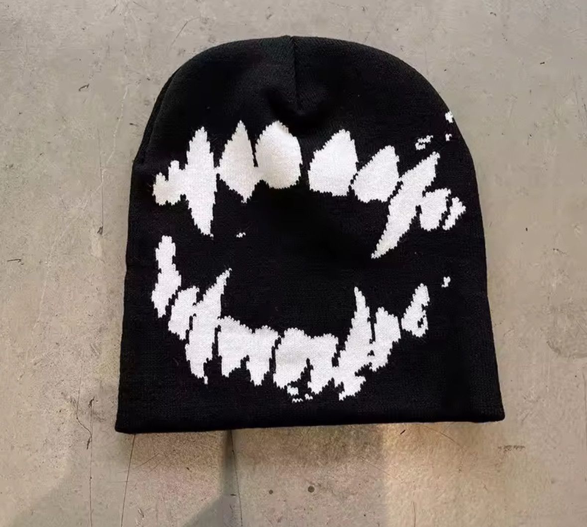 Other Y2K Vintage Goth Teeth Pattern Knit Beanie Hat Skullies Cap Size ONE SIZE - 1 Thumbnail