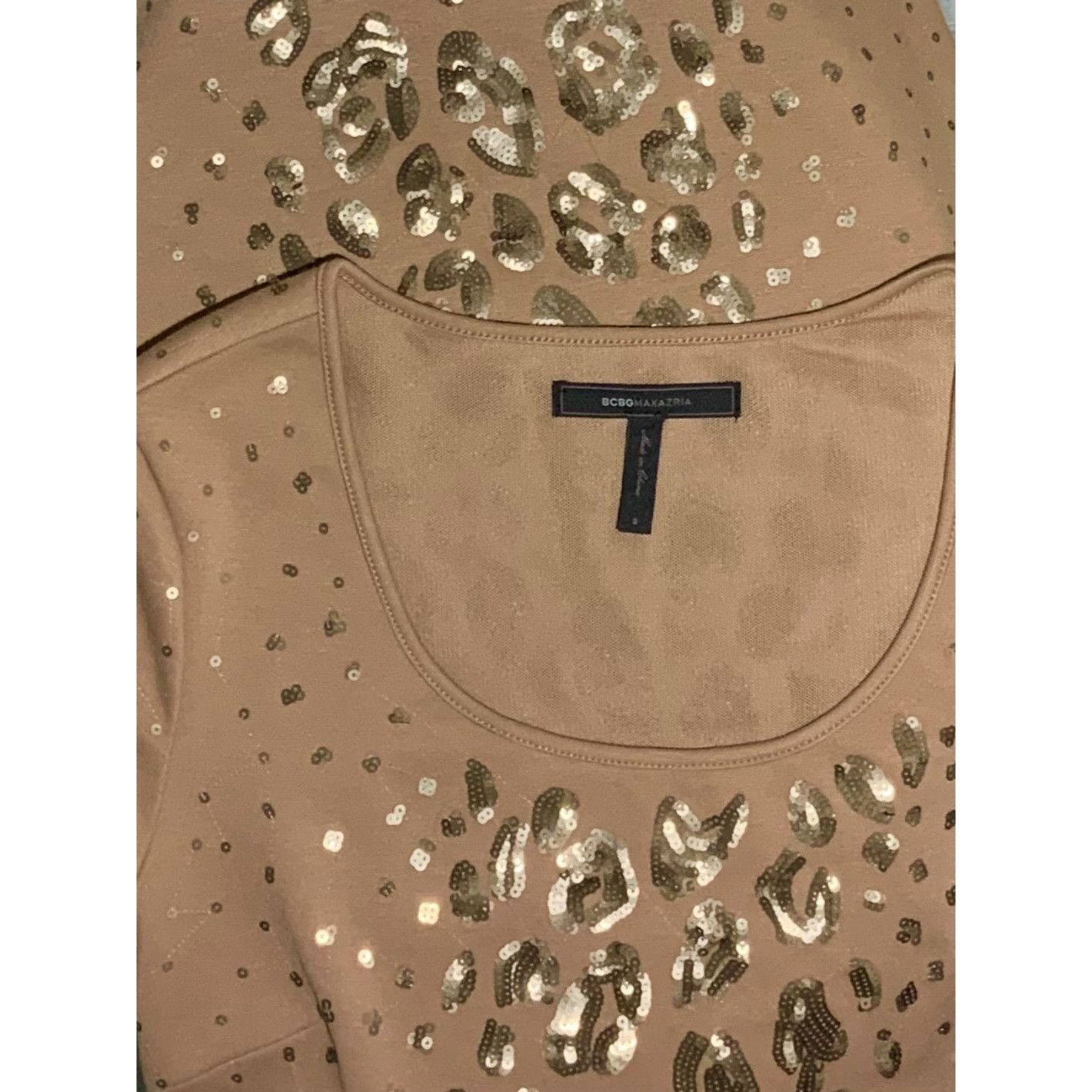 Bcbgmaxazria BCBGMaxazria Womens Camel Leopard Sequin Mini Dress Small Size S / US 4 / IT 40 - 4 Thumbnail