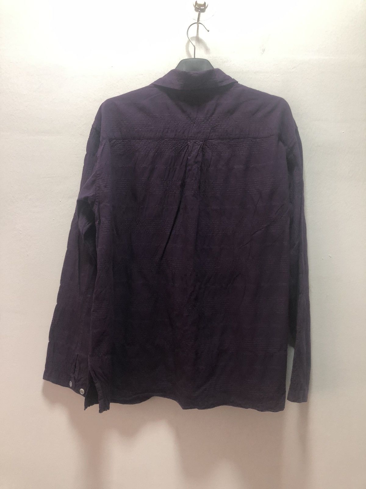 Designer × Issey Miyake × Ne-Net Vintage PLANTATION Shirt Purple Stripe Japan Made Size M / US 6-8 / IT 42-44 - 5 Thumbnail