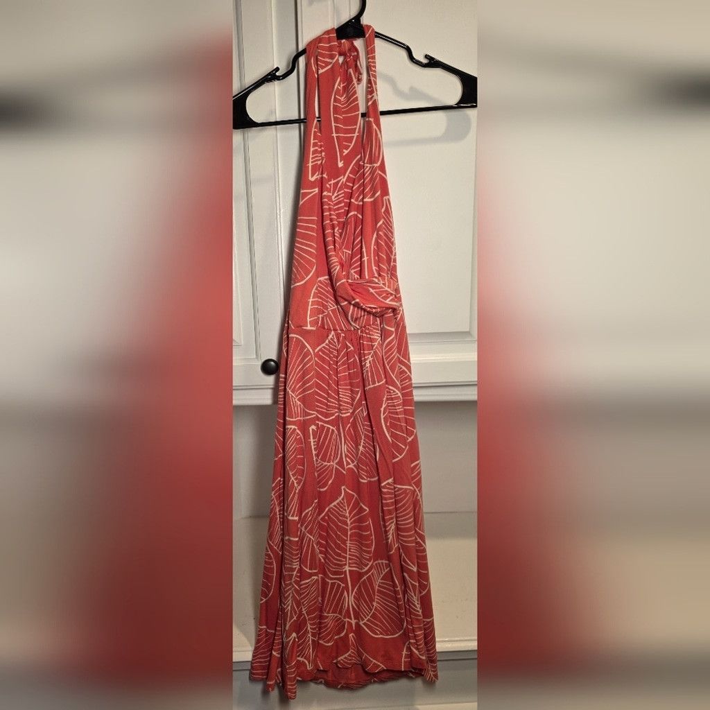 Boden Boden Coral Leaf Print Halter Maxi Dress Women's Tie Neck Dr Size M / US 6-8 / IT 42-44 - 5 Thumbnail