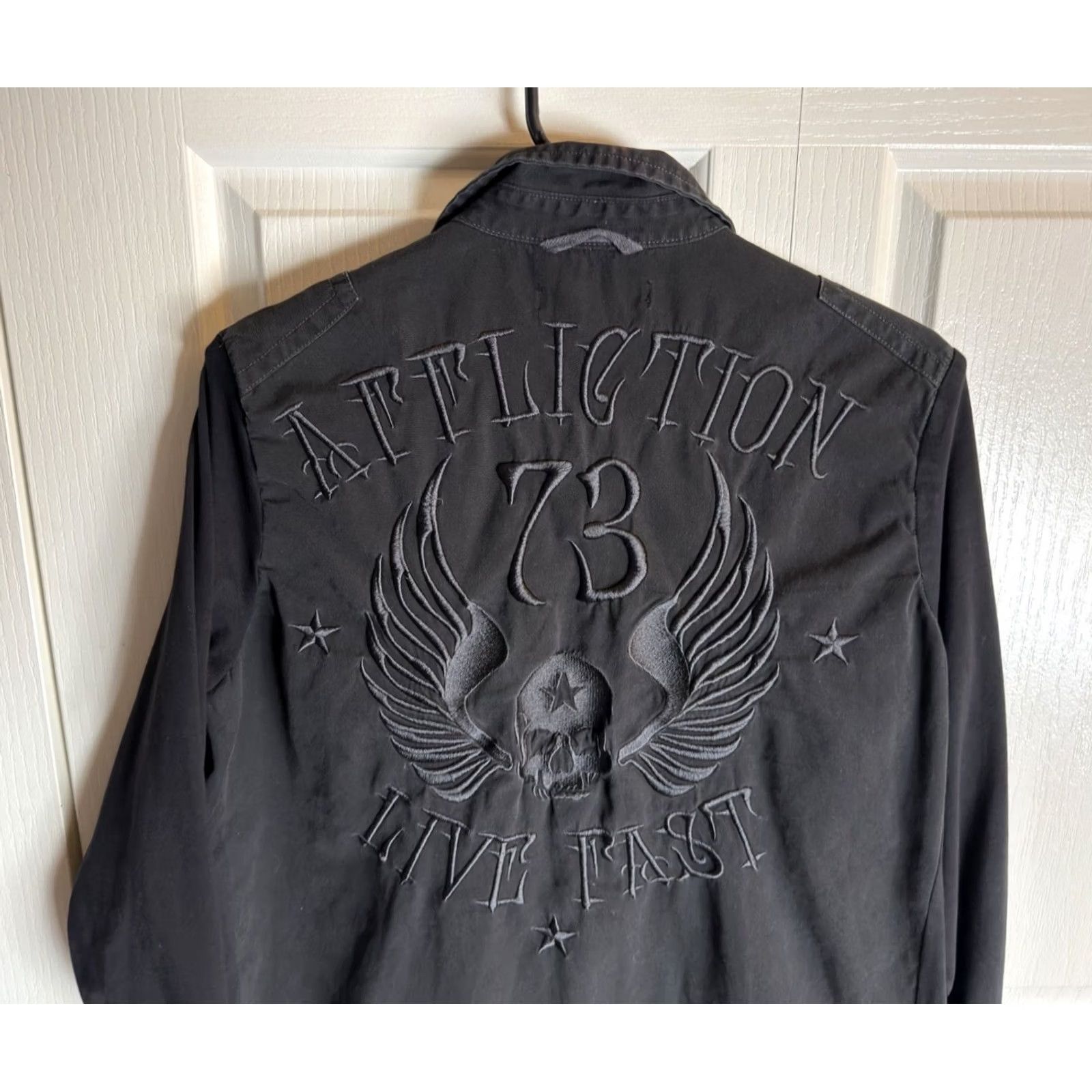 Affliction Affliction Black Premium Men’s OVERTAKE Long Sleeve Dress Shirt Black Mens S Shirt Size 36R - 3 Thumbnail