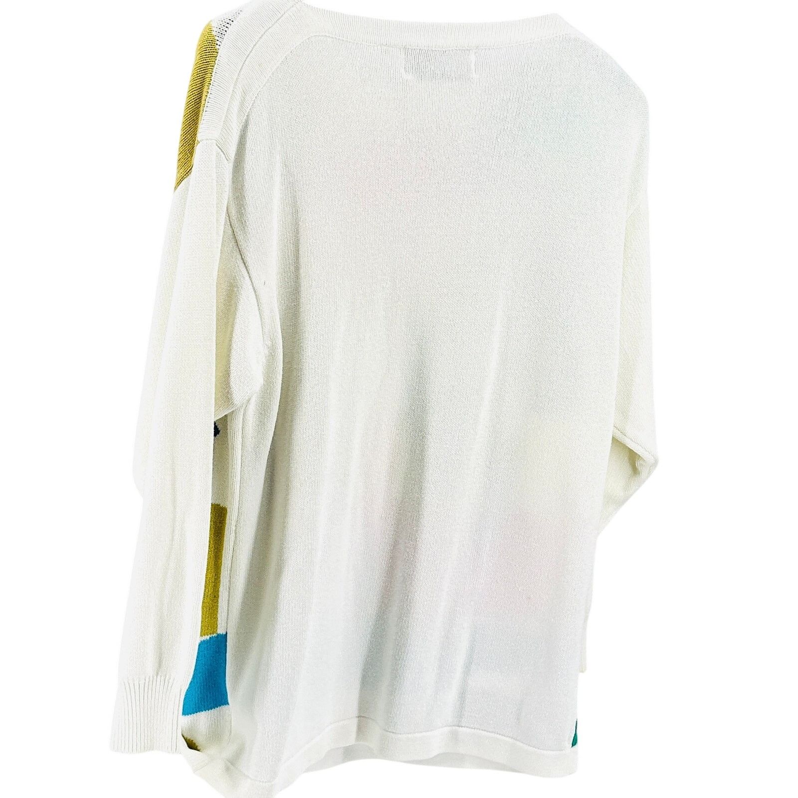 Vintage Vintage 90s Bruna Cavvalini White Geometric Sweater Size L / US 10 / IT 46 - 4 Thumbnail