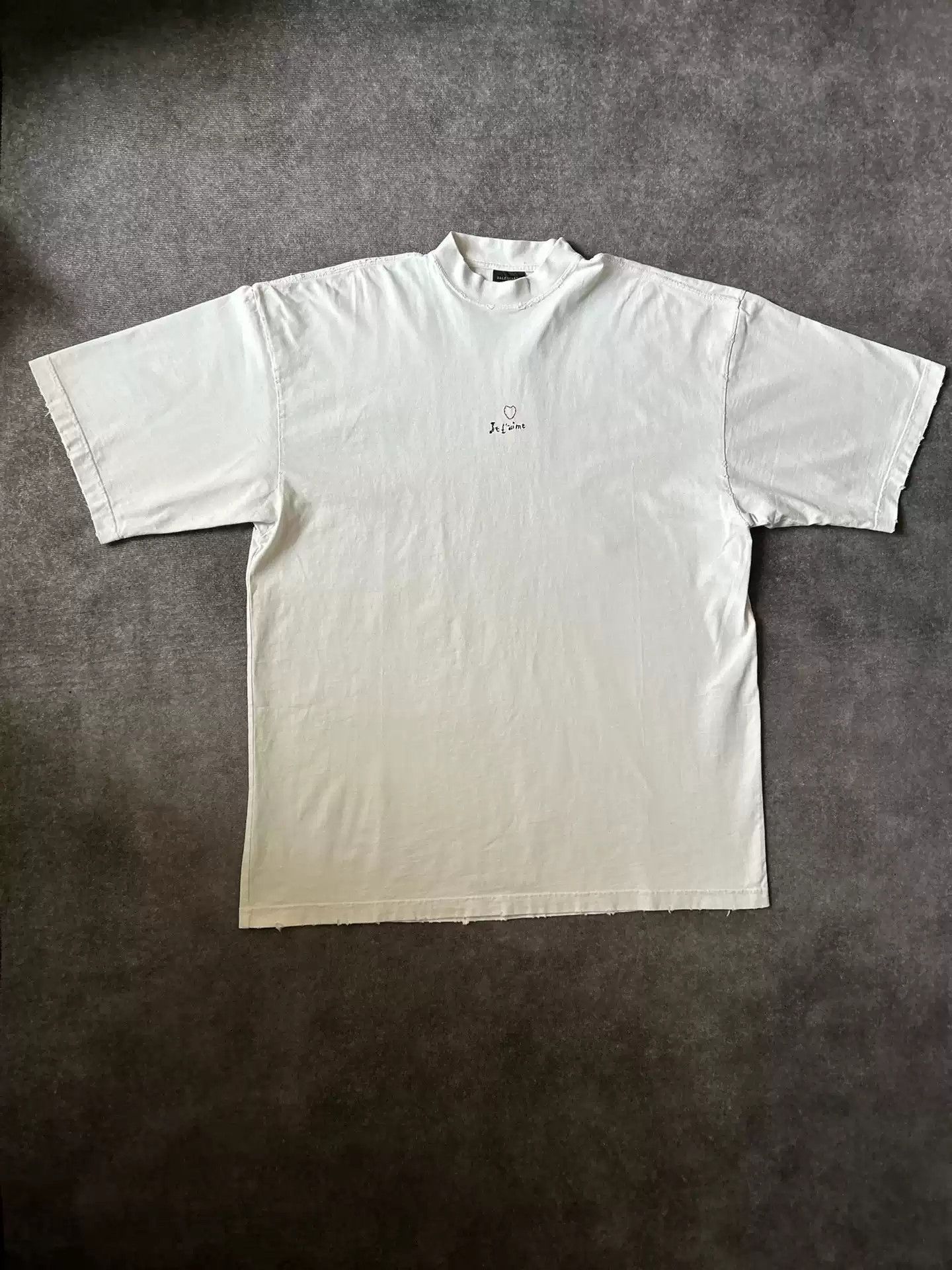 image of Balenciaga Tanabata Love Embroidery Small Logo Short Sleeve in White, Men's (Size 2XS)