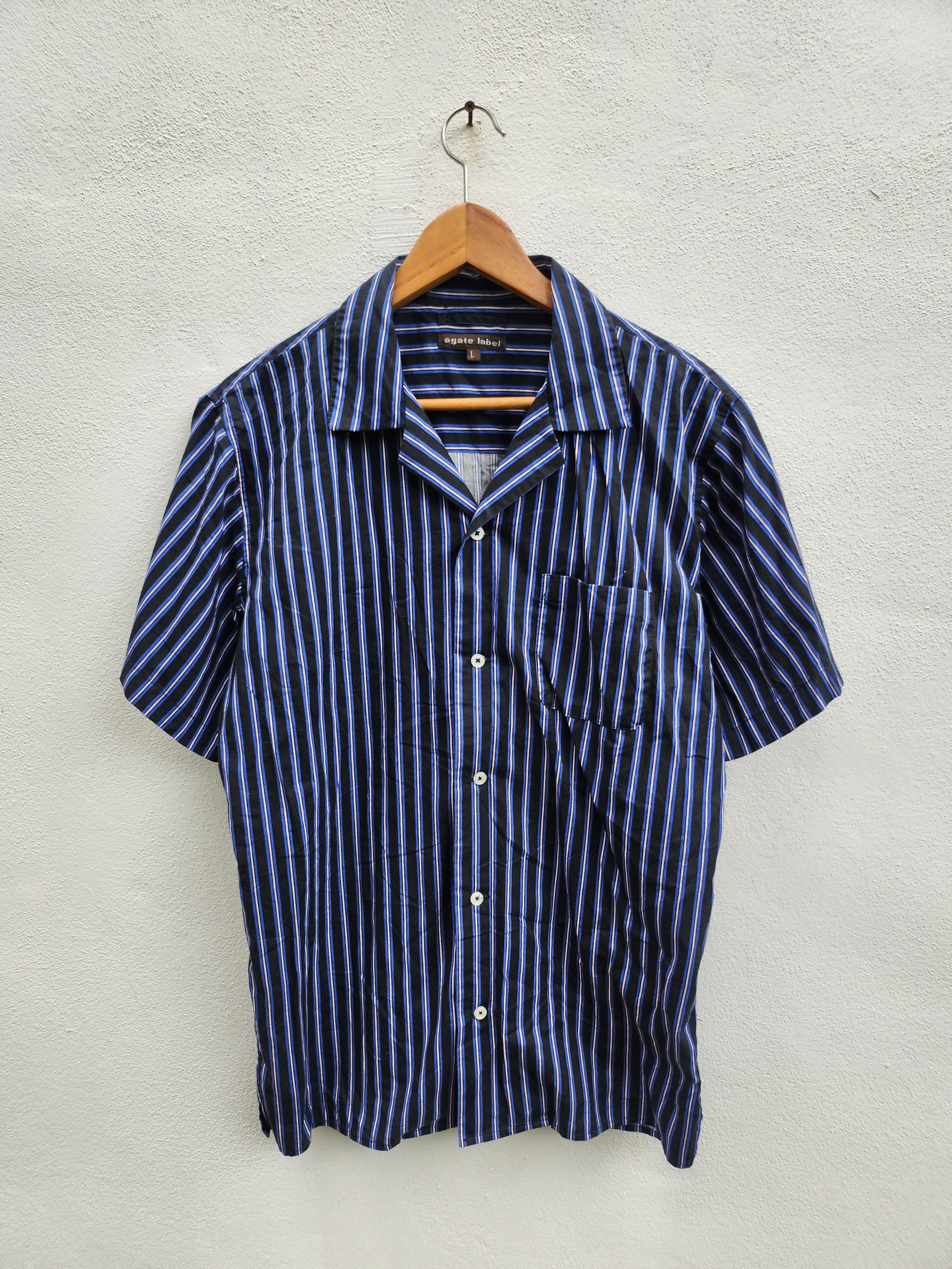 Japanese Brand 💥 Agate Label Stripes Casual Shirt Size US L / EU 52-54 / 3 - 1 Thumbnail