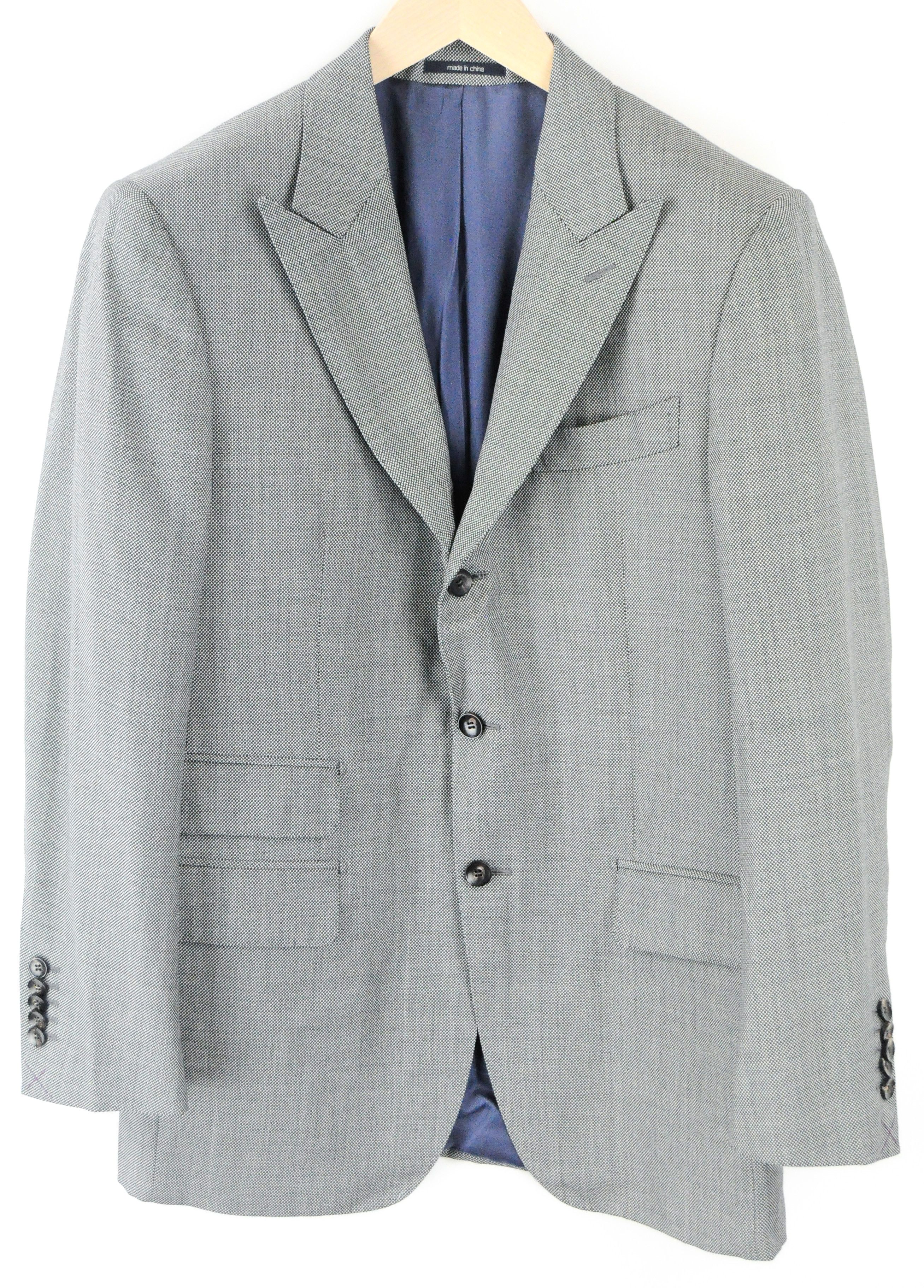 image of Suitsupply Washington Uk40Rwool S 120's Grey Peak Lapel Blazer 60135, Men's