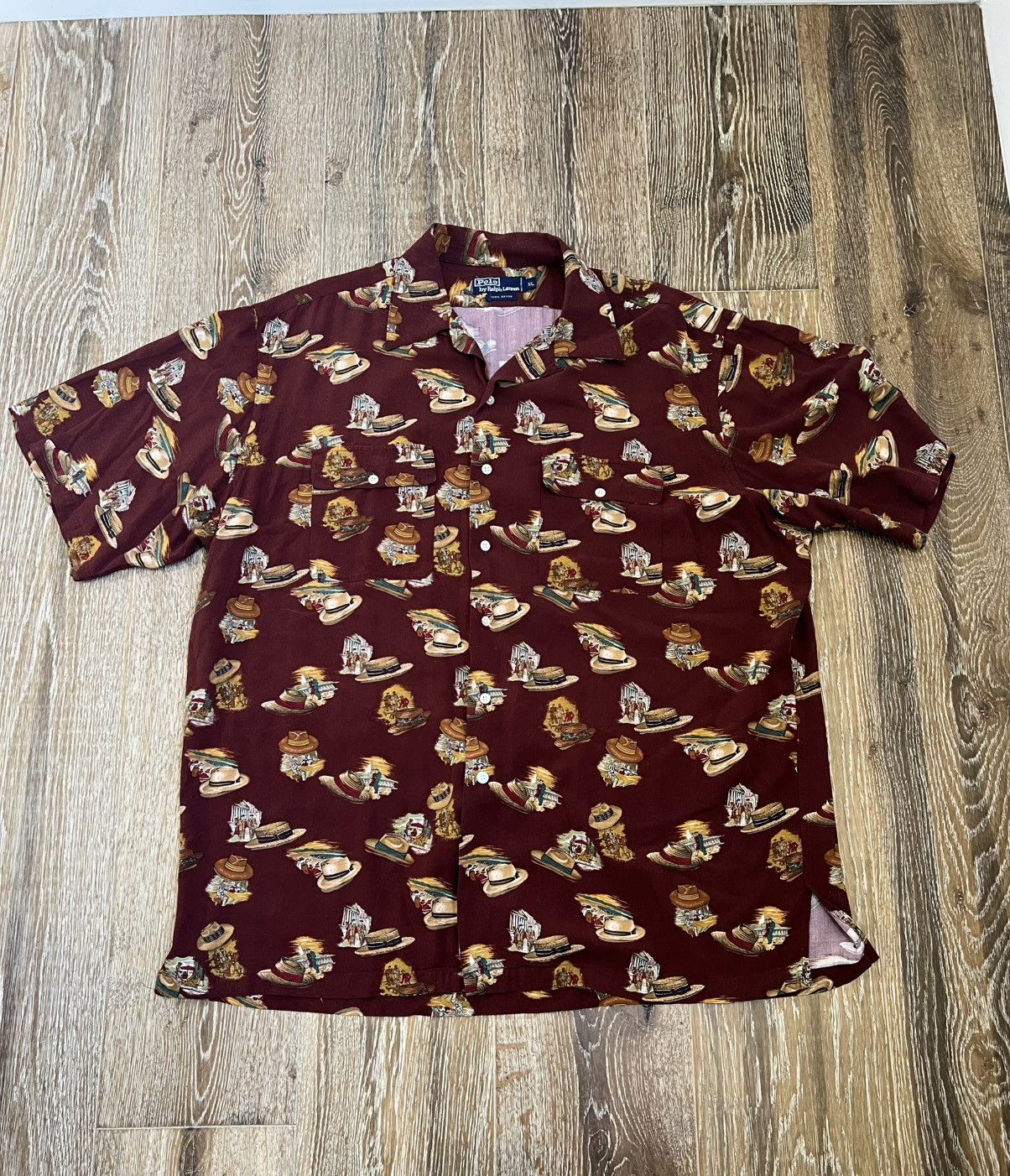 Polo Ralph Lauren Vintage Polo Ralph Lauren Hat All Over Print Rayon Shirt Size US XL / EU 56 / 4 - 1 Thumbnail
