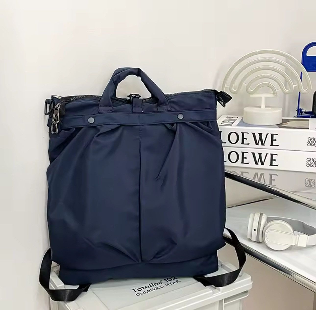 Other Retro Canvas Capacity Waterproof Large Navy Blue Backpack Size ONE SIZE - 3 Thumbnail