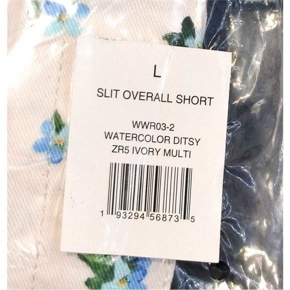 WeWoreWhat Revolve WeWoreWhat Slit Overall ShortsWatercolor Ditsy Ivory Size 34" / US 12 / IT 48 - 12 Thumbnail