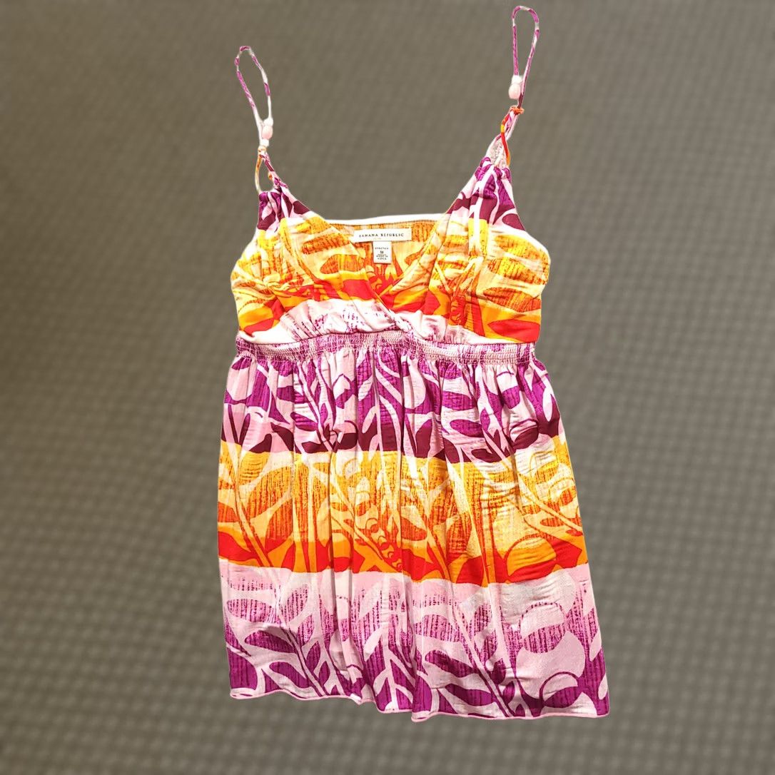 Banana Republic Banana Republic Spaghetti Strap Top Size M Orange Purple Floral Striped Women's Size M / US 6-8 / IT 42-44 - 1 Thumbnail