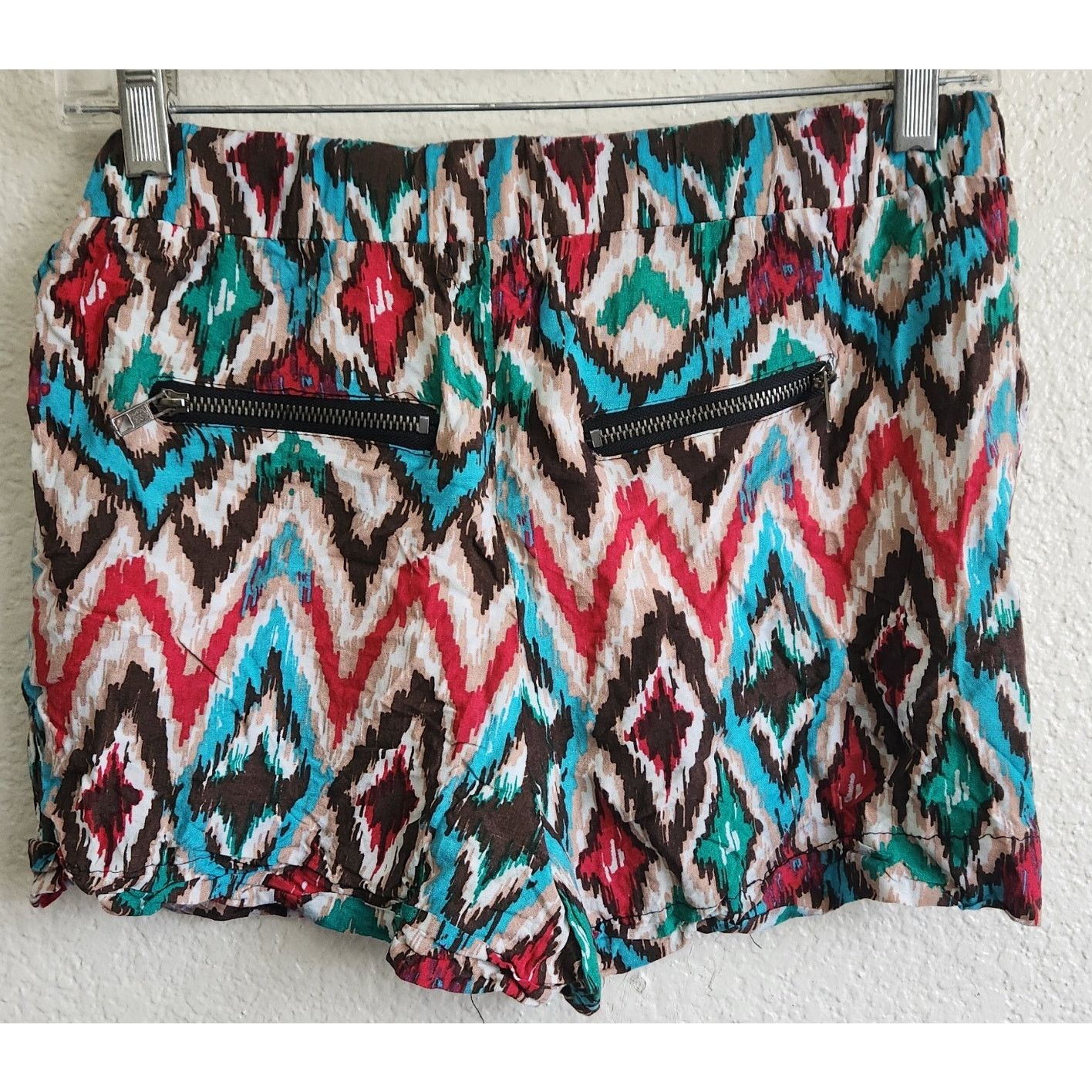 Other Justify Teal Brown Multicolor Aztec Print Pull On Shorts M Size 28" / US 6 / IT 42 - 3 Thumbnail