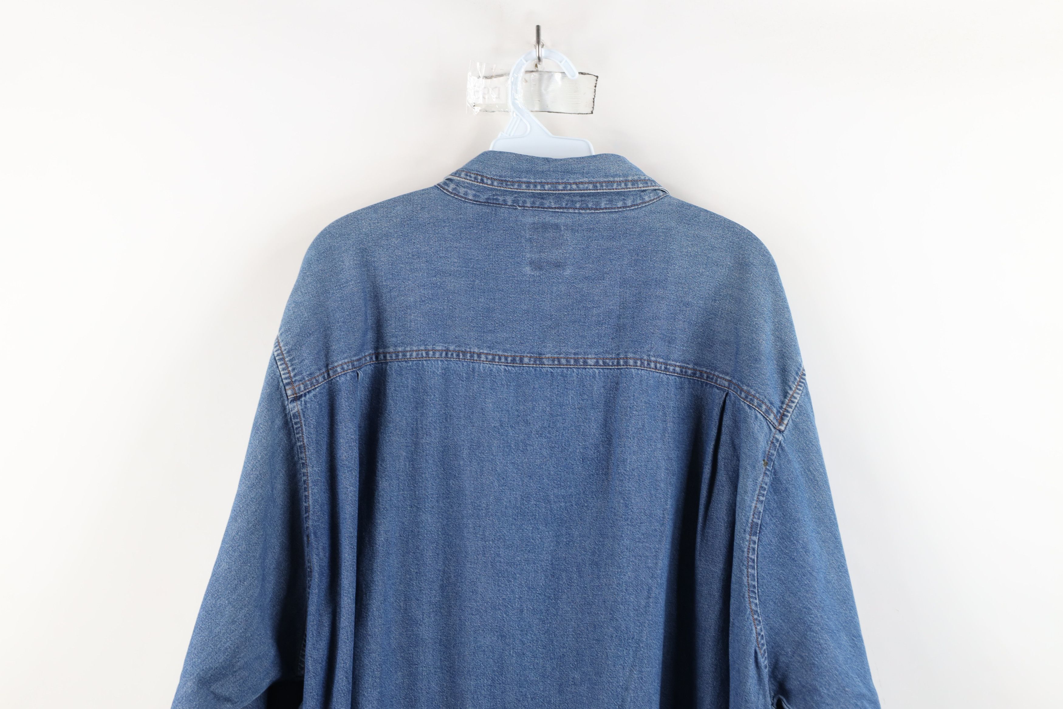 Vintage Vintage 90s Streetwear Collared Denim Jean Button Shirt Size 3XL / US 20-22 - 13 Thumbnail