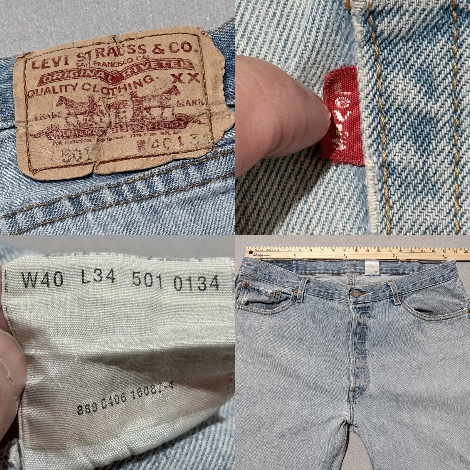 Levi's VINTAGE Levi's Jeans Men Blue 501 Distressed Zip-Fly Straight-Leg 40x34 Mens Jeans Vintage Levi's 501 Size US 40 / EU 56 - 9 Thumbnail