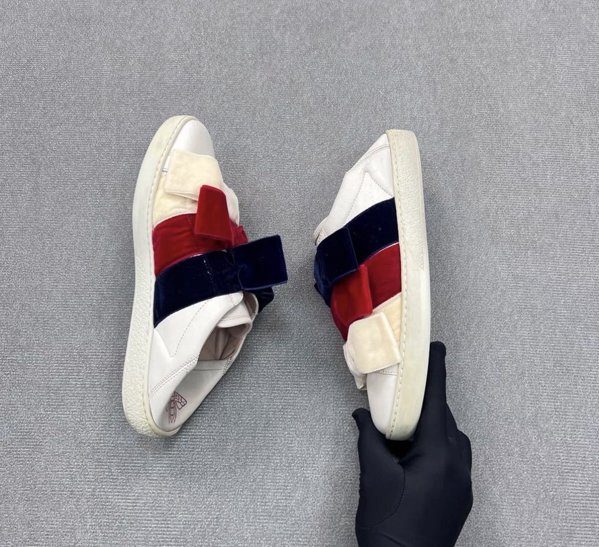 Gucci Gucci White Velvet Bow Slip-On Sneakers / Casual Shoes Size US 7 / IT 37 - 3 Thumbnail
