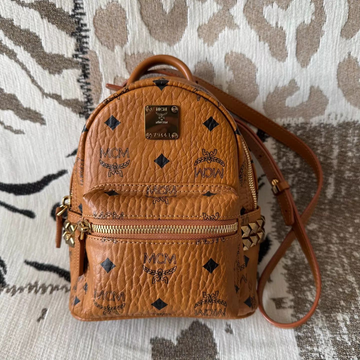 MCM MCM Cognac Ultra Mini Backpack Unused Like New Size ONE SIZE - 1 Thumbnail