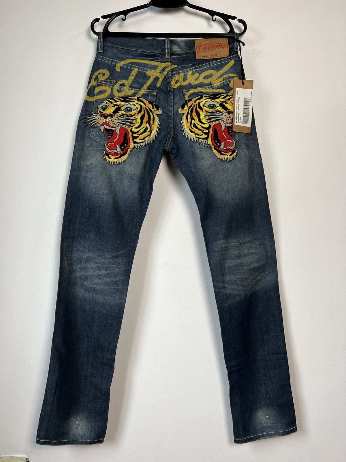 Image of New Ed Hardy Lot 2009 Tiger Big Logo Size 32X34 in Denim, Men's