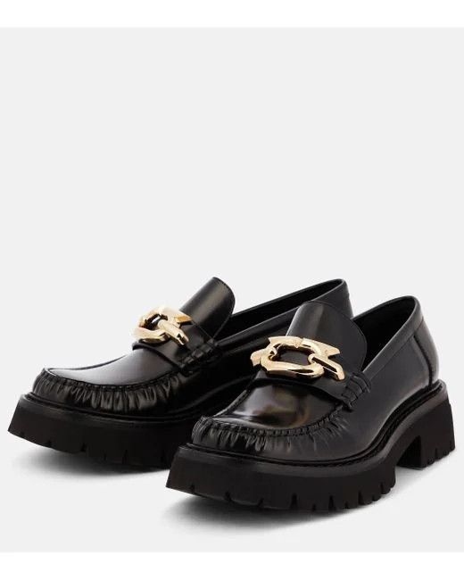 Salvatore Ferragamo o1s1rm0724 Ingrid Leather Loafers in Black Size US 9.5 / IT 39.5 - 2 Thumbnail