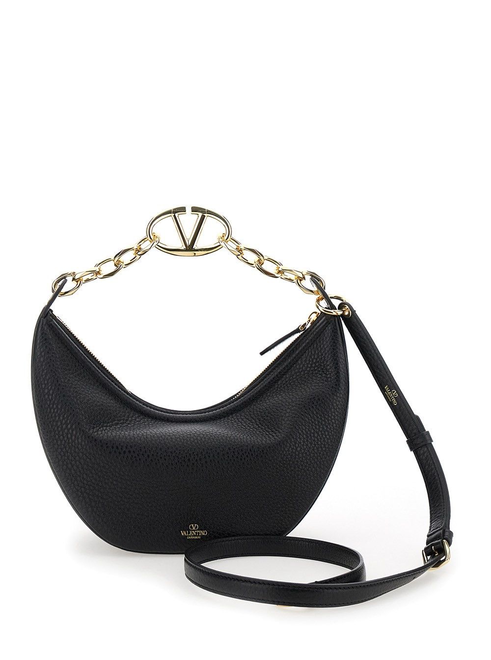 Valentino o1s22i1n0924 Size: OS / Small Vlogo Moon Hobo Bag in Black Size ONE SIZE - 4 Thumbnail