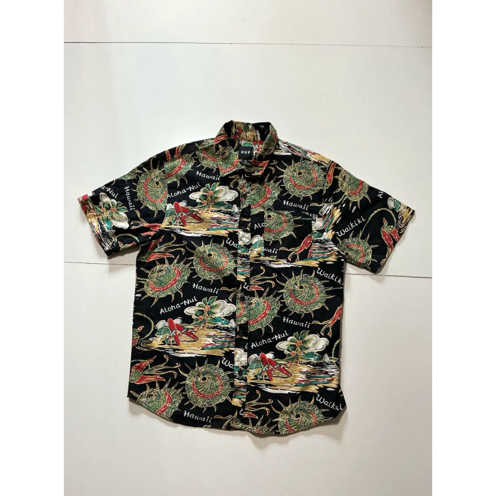 Huf Huf Worldwide Aloha Nui Hawaii All Over Print Hawaiian Button Front S/S Shirt MD M Multicolor Mens Shirt Size US M / EU 48-50 / 2 - 2 Thumbnail