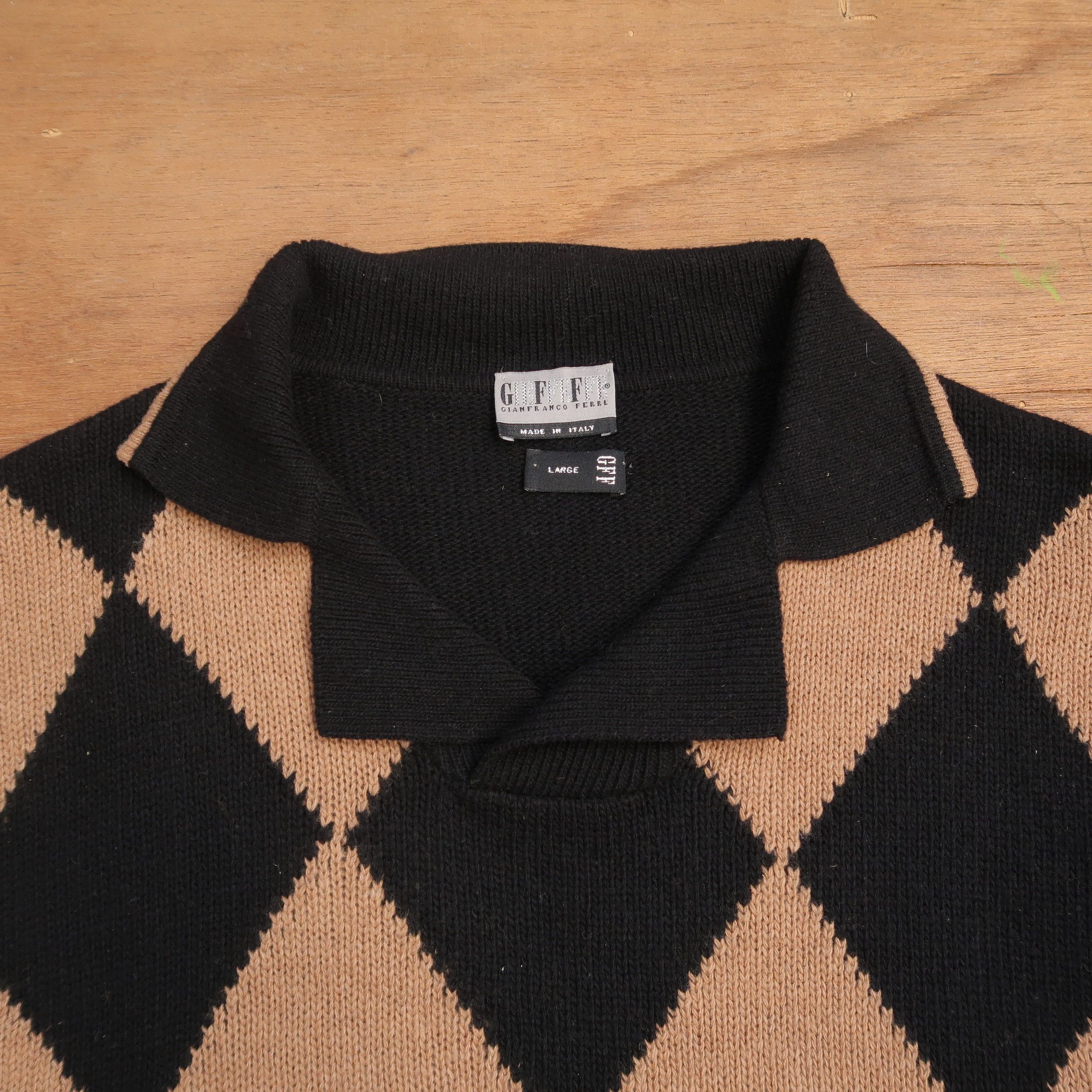 Gianfranco Ferre Gianfranco Ferre Argyle Pattern Knit Sweater Old Money Size US L / EU 52-54 / 3 - 3 Thumbnail