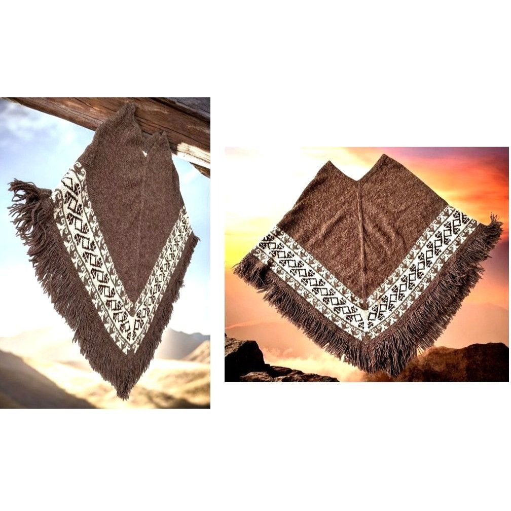 Vintage Vintage Fotrama Poncho Shawl Cape One Size Alpaca Wool Fring Size ONE SIZE - 4 Thumbnail