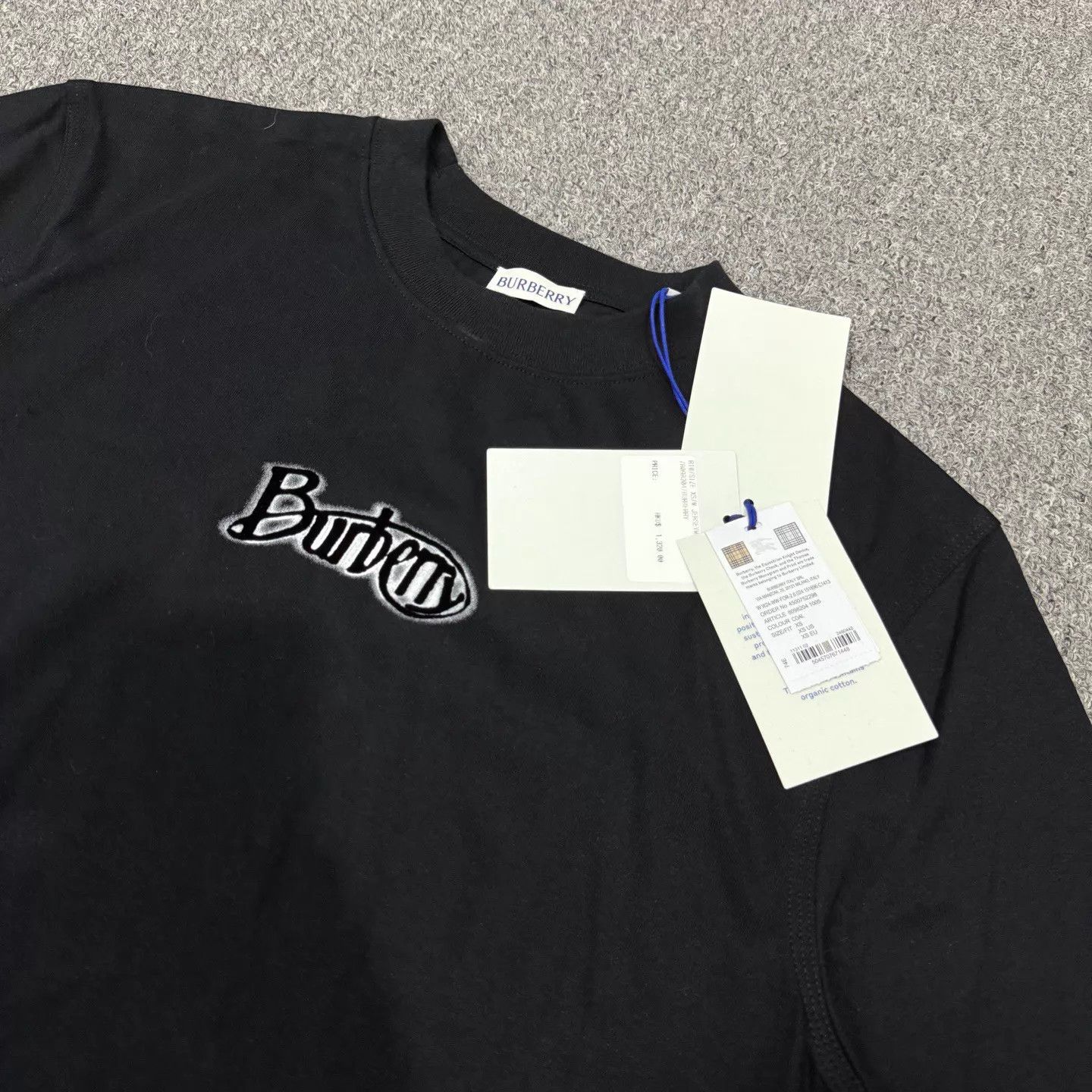 Burberry Burberry Black Embroidered Logo Short Sleeve Tee XS/S Size S / US 4 / IT 40 - 3 Thumbnail