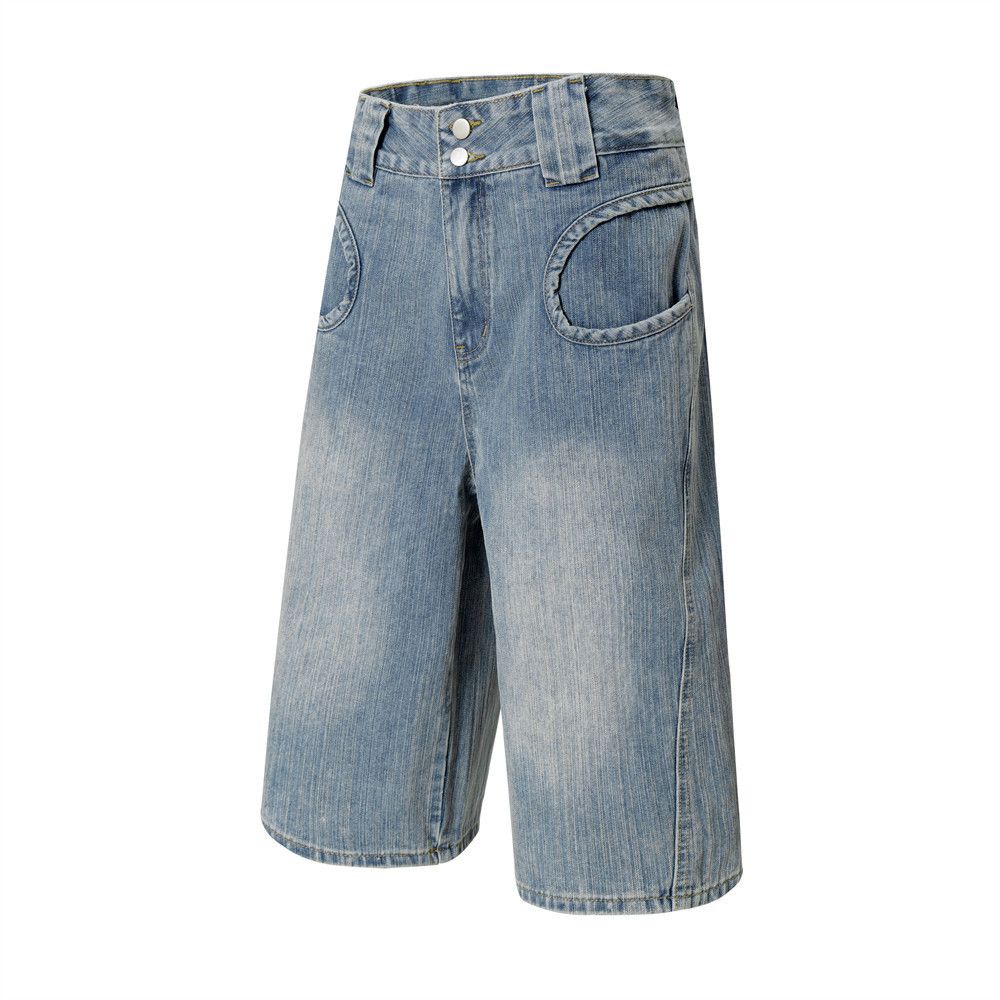 Japanese Brand × Jean Men's American retro loose straight washed denim shorts y2k Size US 32 / EU 48 - 2 Thumbnail