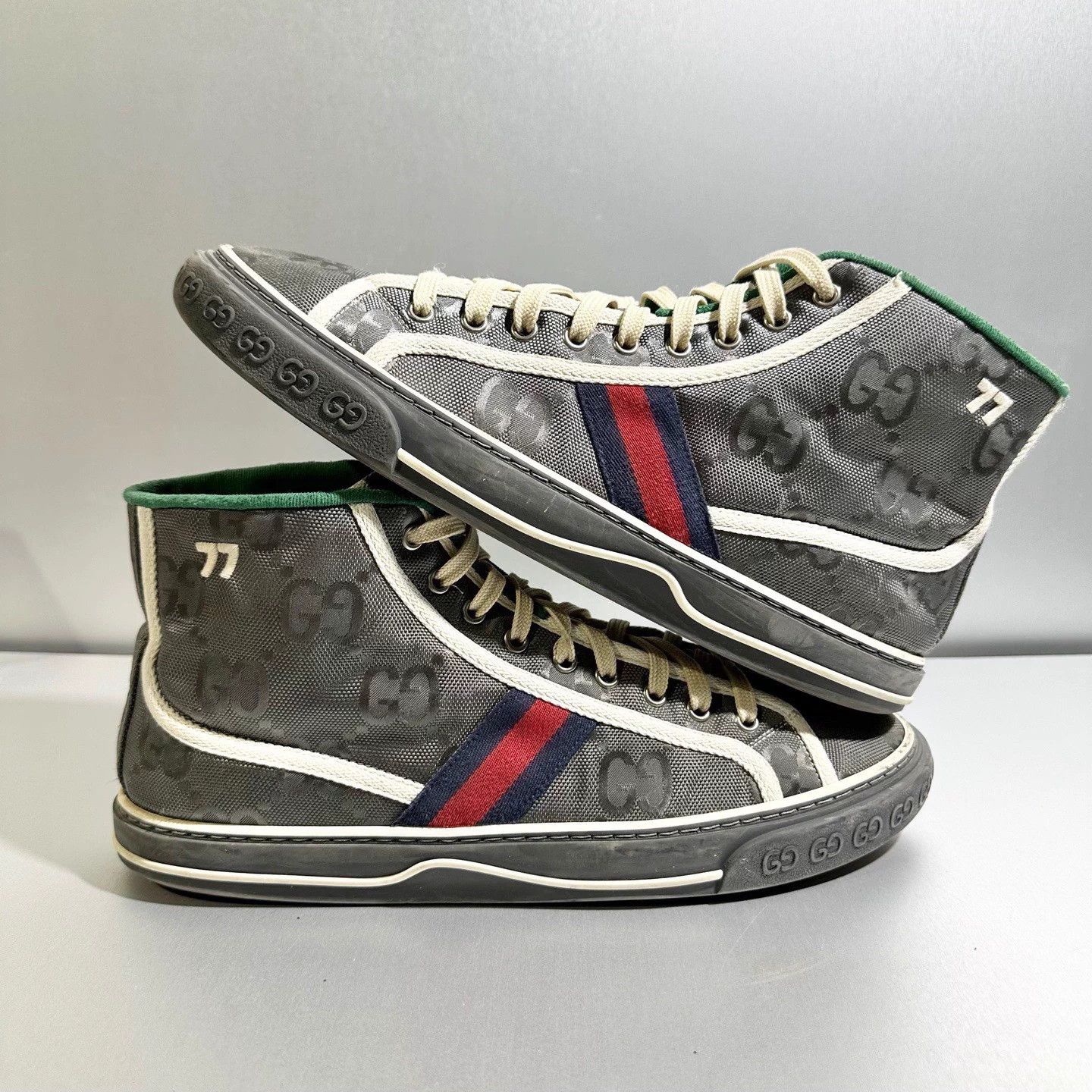 Gucci Gucci 1977 High Top Color Stripe Allover Sneaker 10/44 Size US 11 / EU 44 - 3 Thumbnail
