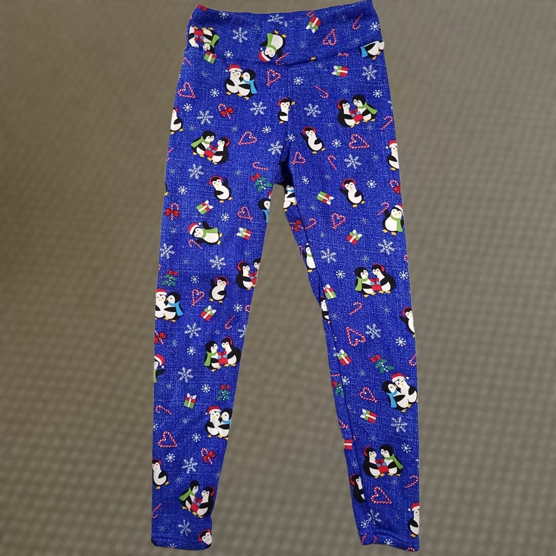 Vintage No Boundaries Leggings Leggings Juniors M Blue Winter Holiday Penguins Size 32" / US 10 / IT 46 - 1 Thumbnail