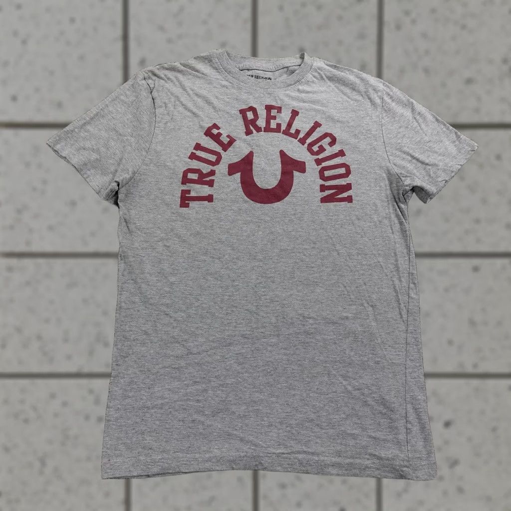 True Religion True Religion Shirt Mens M Gray Graphic Horseshoe Spell Out Logo Crewneck Tee Size US M / EU 48-50 / 2 - 1 Thumbnail
