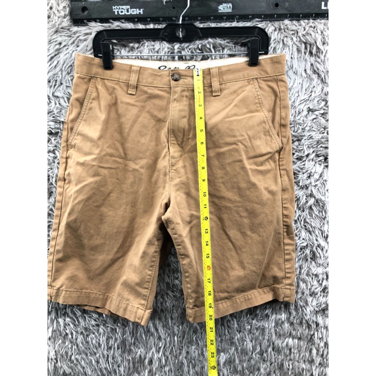 Eddie Bauer Eddie Bauer Chino Shorts Mens 33 Mid Beige Medium Wash Regular 5-Pocket Logo Pockets Knit Cotton Blend Flat Front Belt Loops Inseam 10in Casual Mens Size US 33 - 3 Thumbnail