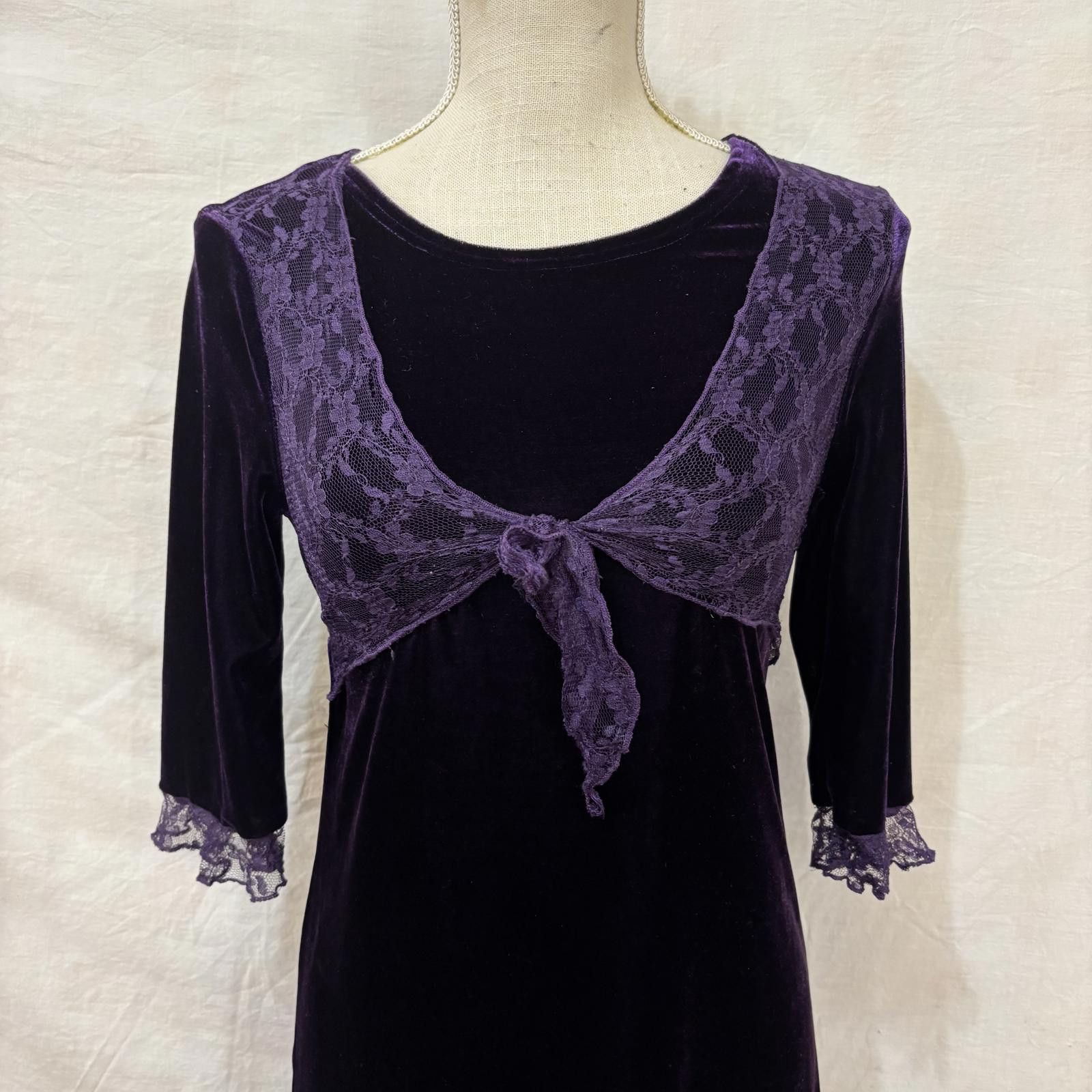Basic Editions Y2K girls purple velour dress sz 14/16 Size ONE SIZE - 2 Thumbnail