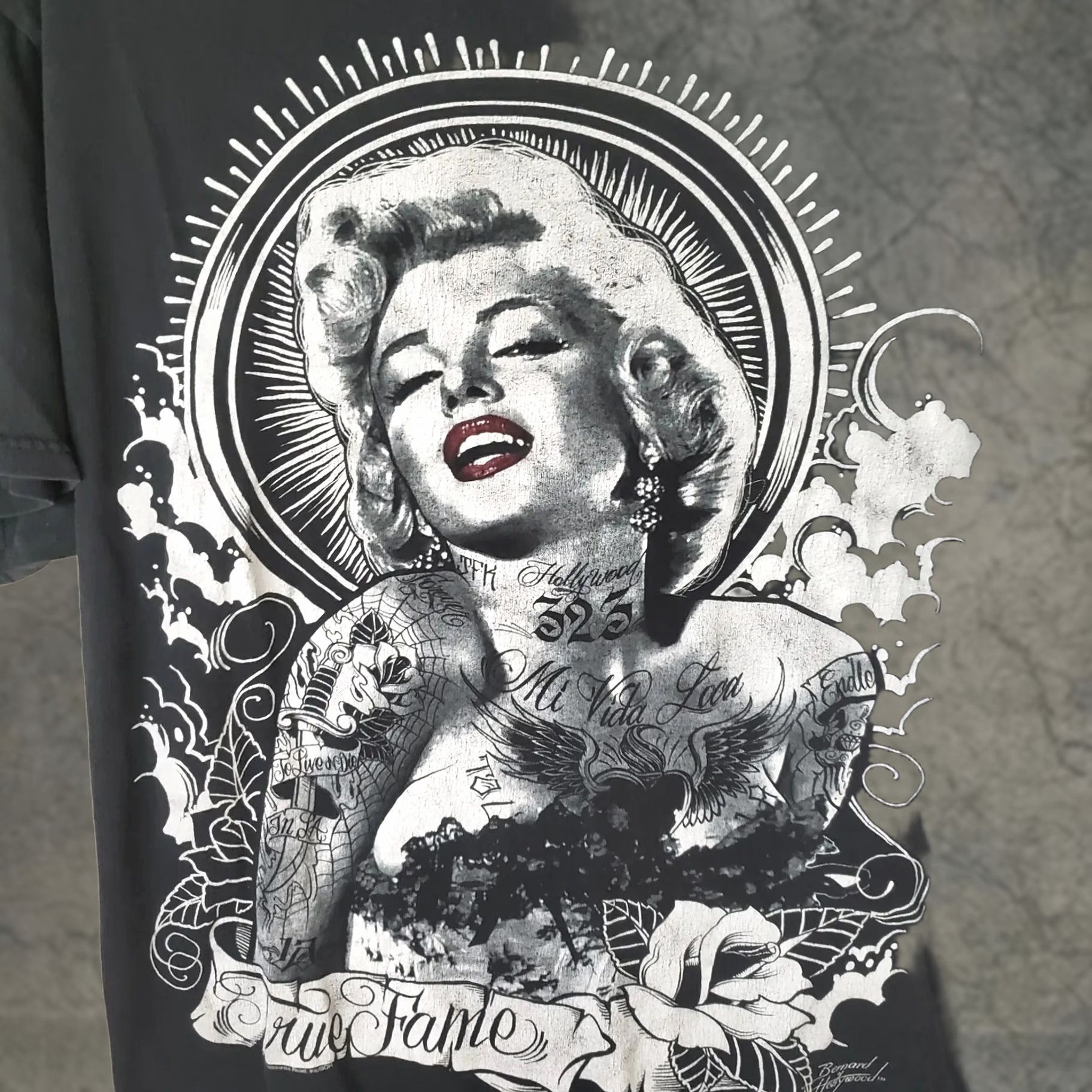 Vintage Marilyn Monroe T-shirt Urban Streetwear Tattoo Art Tee Men's XL Black Size US XL / EU 56 / 4 - 1 Thumbnail