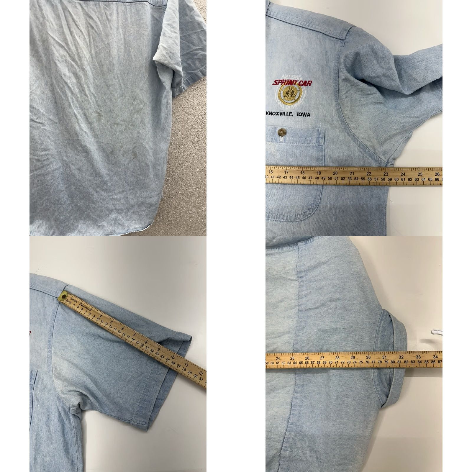 Vintage Three Rivers Mens Shirt Medium Short Sleeve Button-Up Denim Plaid 80s 90s Cars Hall of Fame Mens Regular Slim? Size US M / EU 48-50 / 2 - 8 Thumbnail
