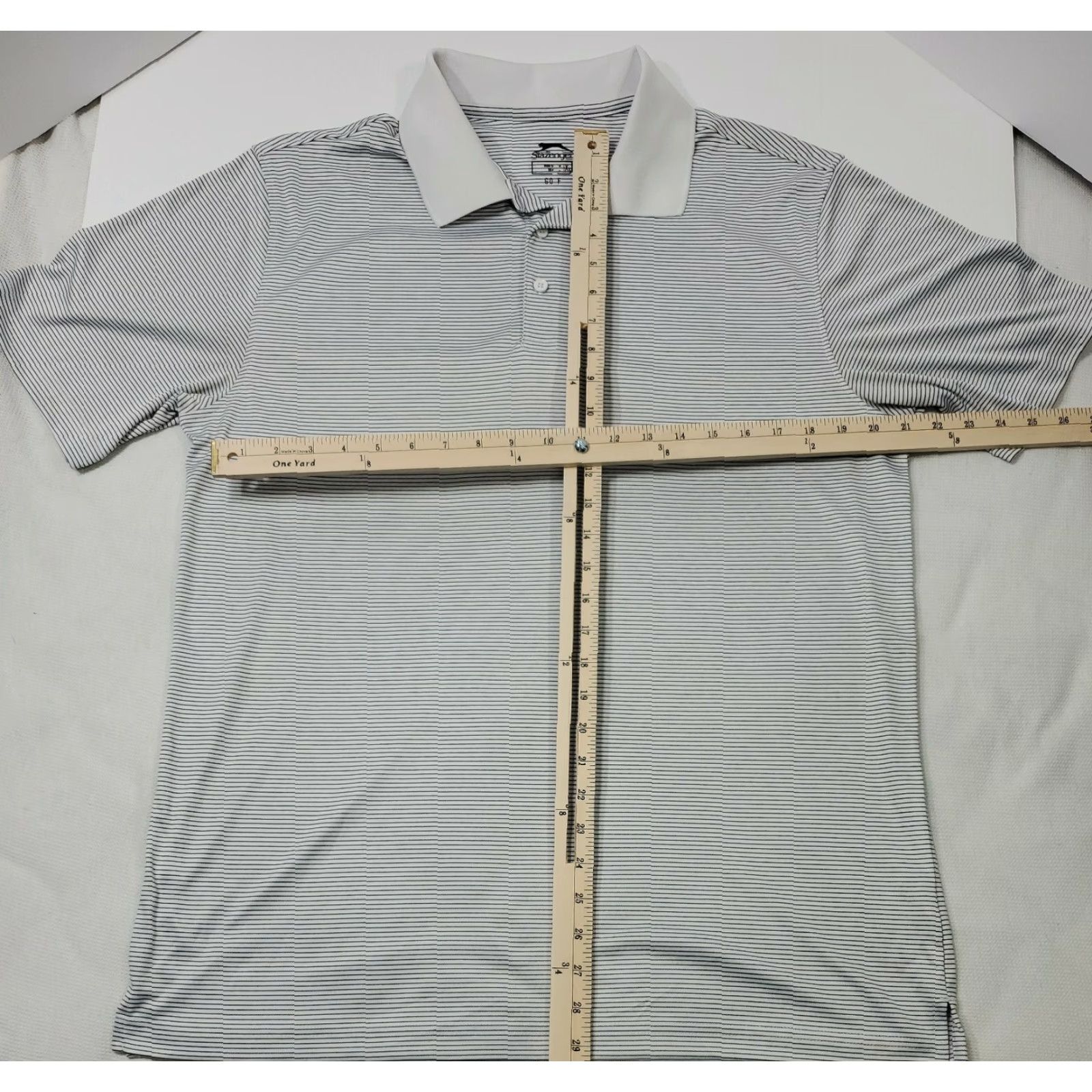 Vintage Slazenger Golf Polo Shirt Mens XL Striped Wicking Short Sleeve Golf Core / White Black Stripe / 21 in Chest / 29.5 in Length Size US XL / EU 56 / 4 - 2 Thumbnail