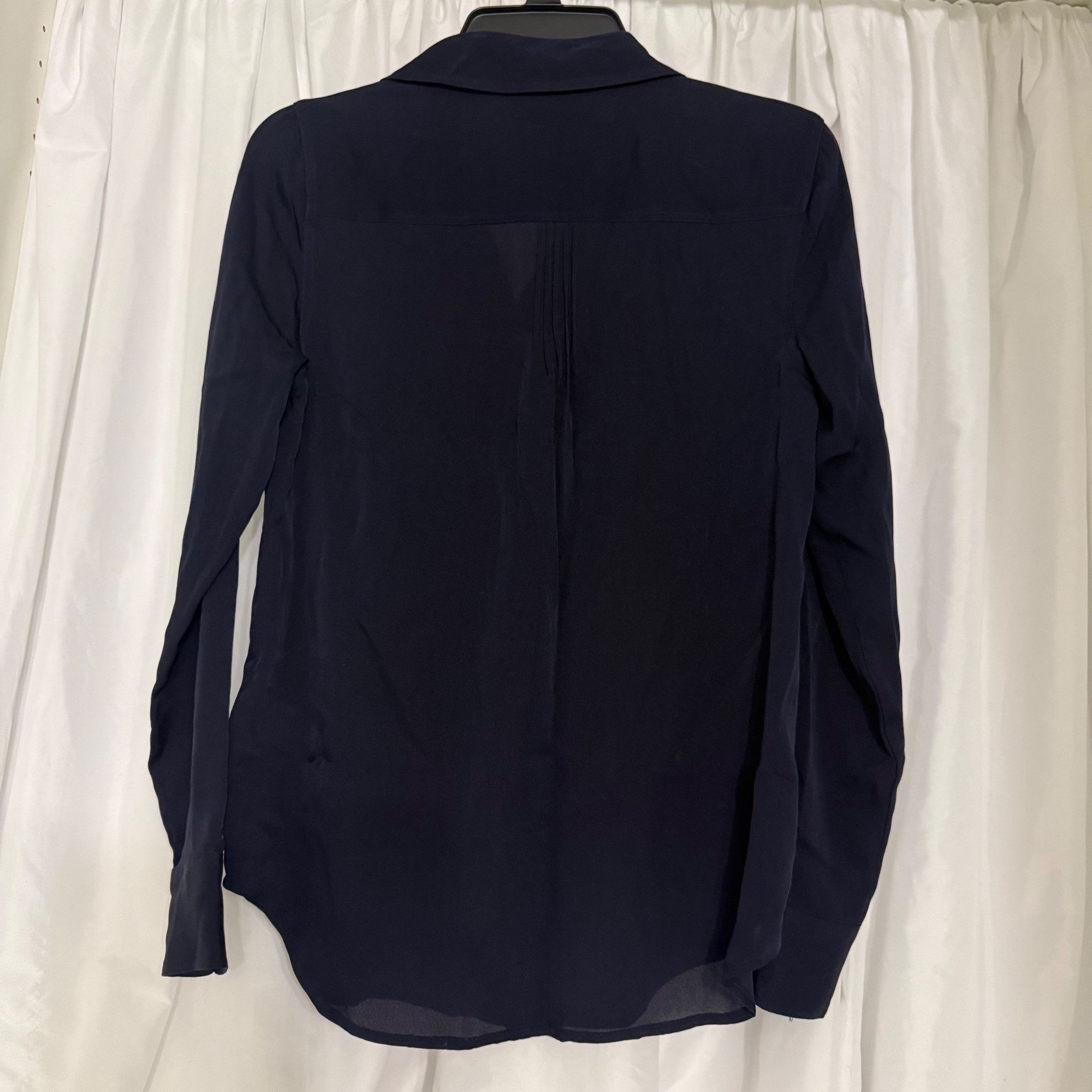 J.Crew J.Crew Womens Navy Long-Sleeve Ruffle Front Blouse Size 0 Size XS / US 0-2 / IT 36-38 - 4 Thumbnail