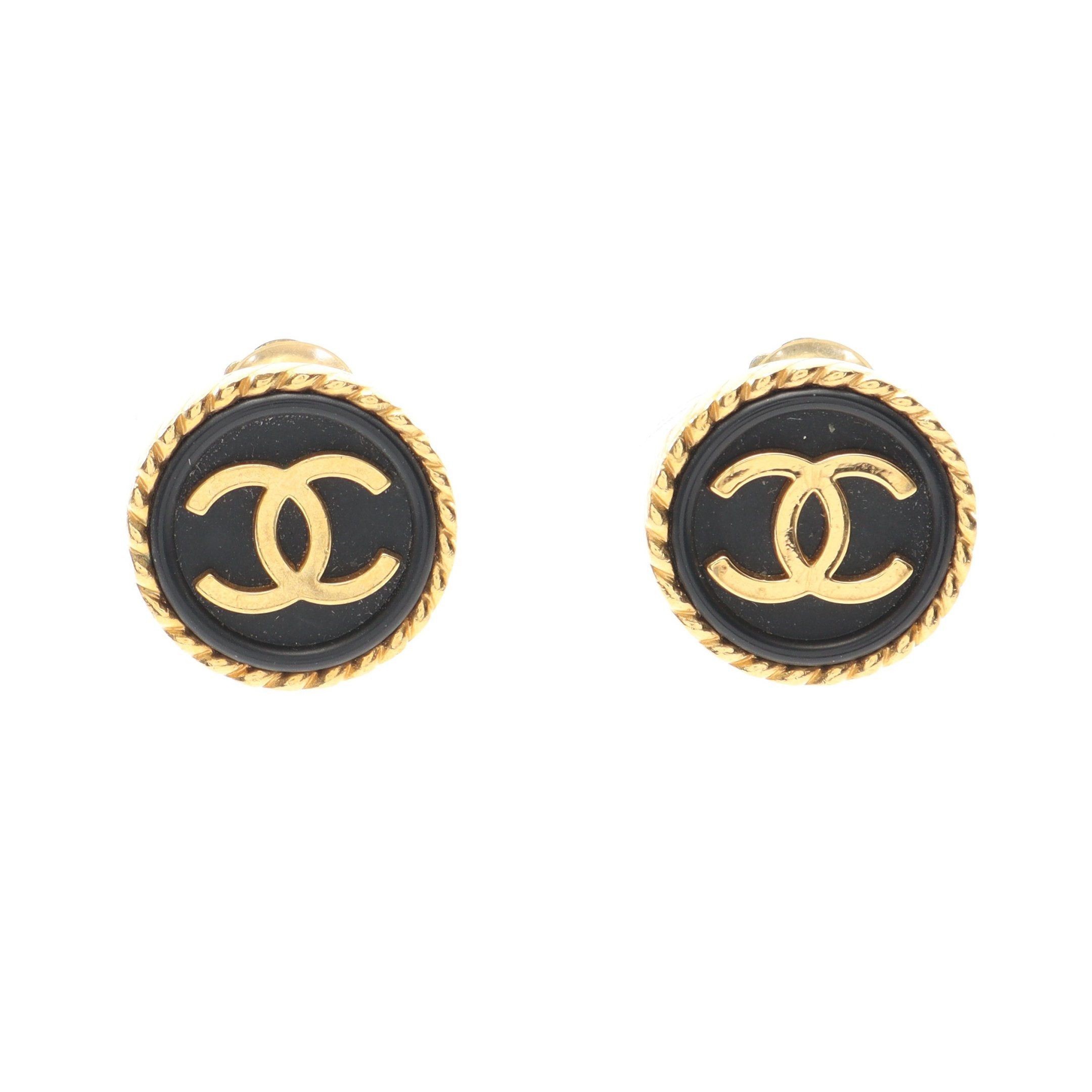 Chanel Chanel Coco Mark Earrings Gp Gold Black 97A Size ONE SIZE - 1 Thumbnail
