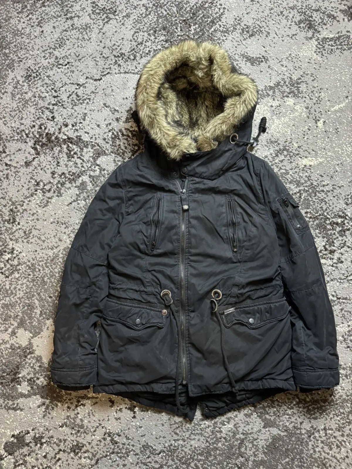 Vintage Y2K Khujo Asymmetrical Fur Hood Avantgarde Jacket