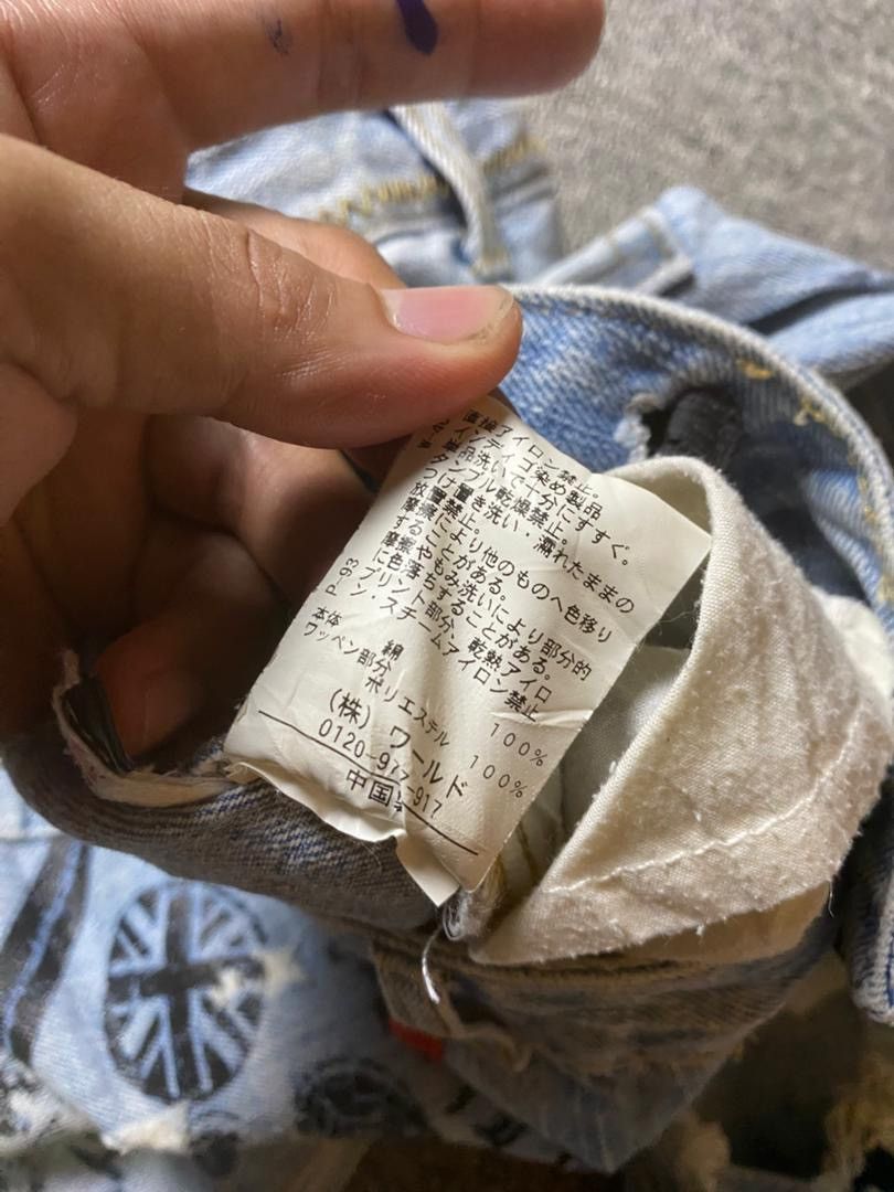 Japanese Brand Vintage Pink Latte Destroyed Embroidered Jeans (149) Size US 28 / EU 44 - 5 Thumbnail