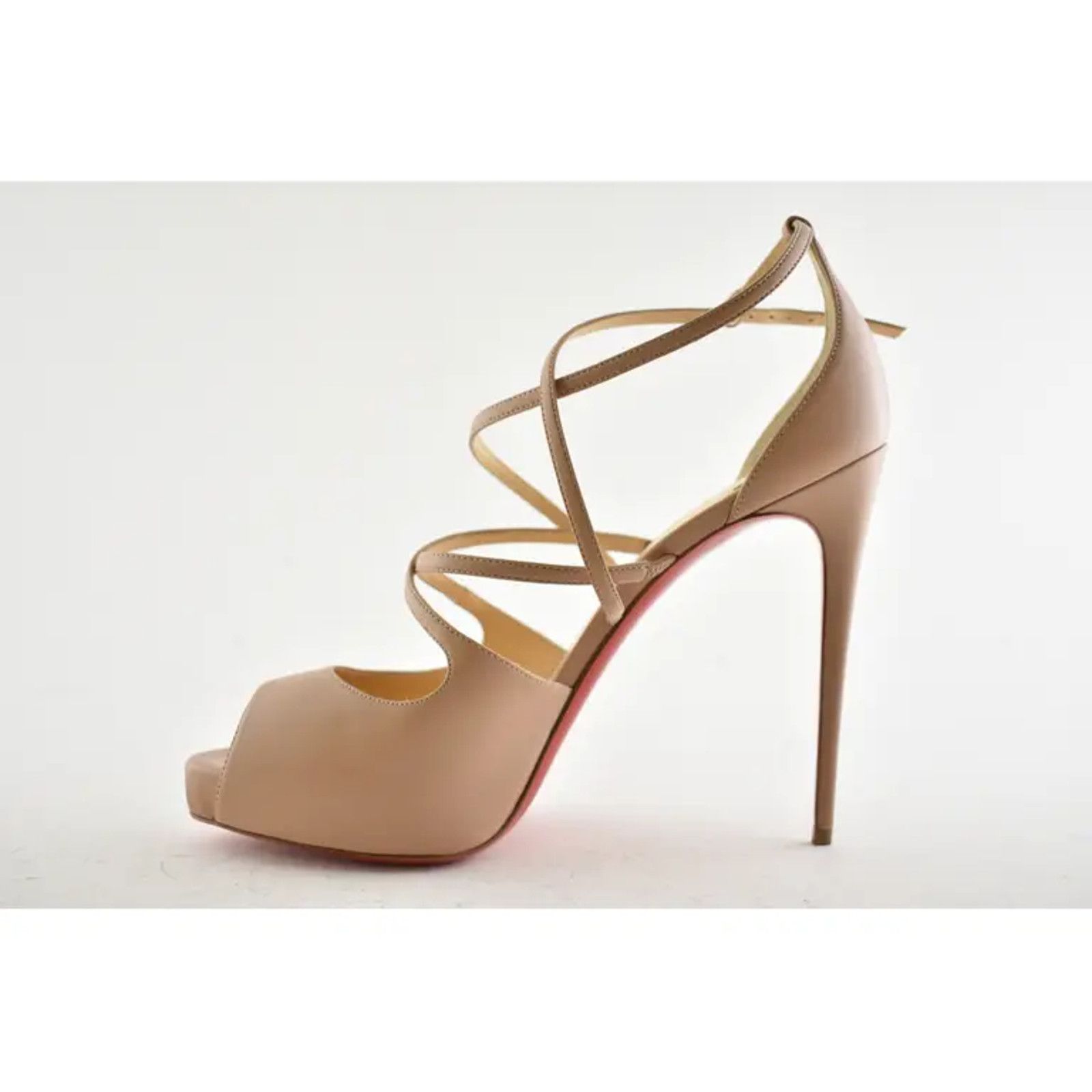 Christian Louboutin Holly Alta 120 Nude Criss Cross Strap Sandal Heel Pump 42 Size US 12 / IT 42 - 7 Thumbnail