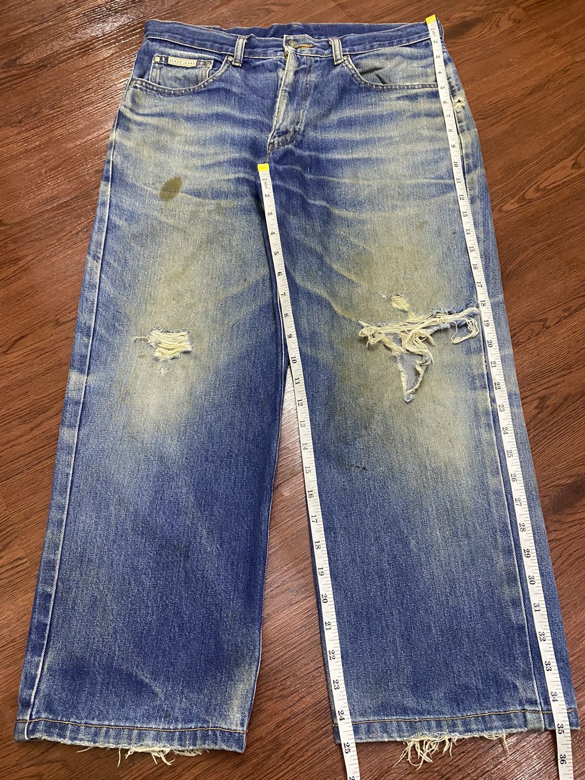 Japanese Brand Vintage Kenzo Japan Mud Wash Distressed Baggy Jeans Size US 32 / EU 48 - 17 Thumbnail